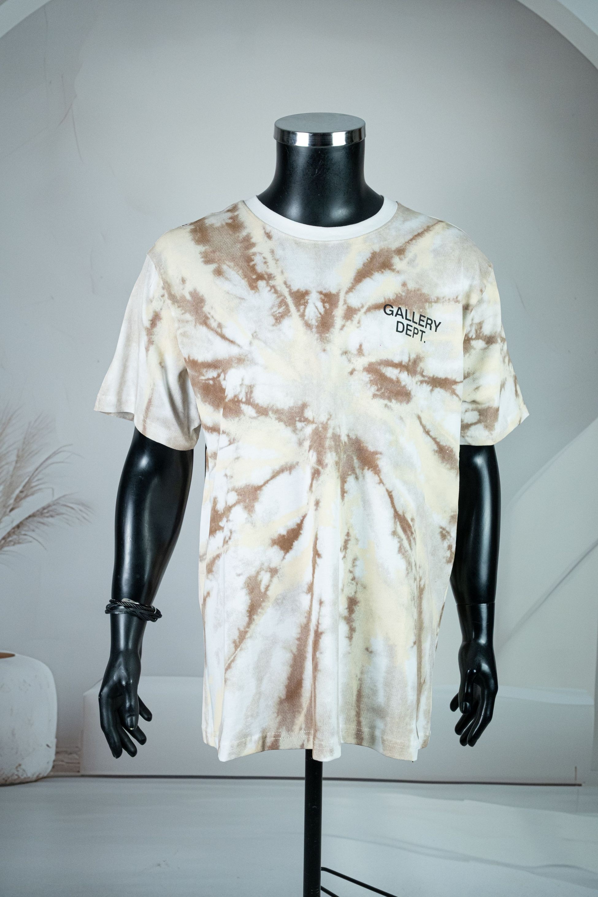 Gallery Dept Beyaz Yuvarlak Yaka Kahverengi Batik Desenli Tişört