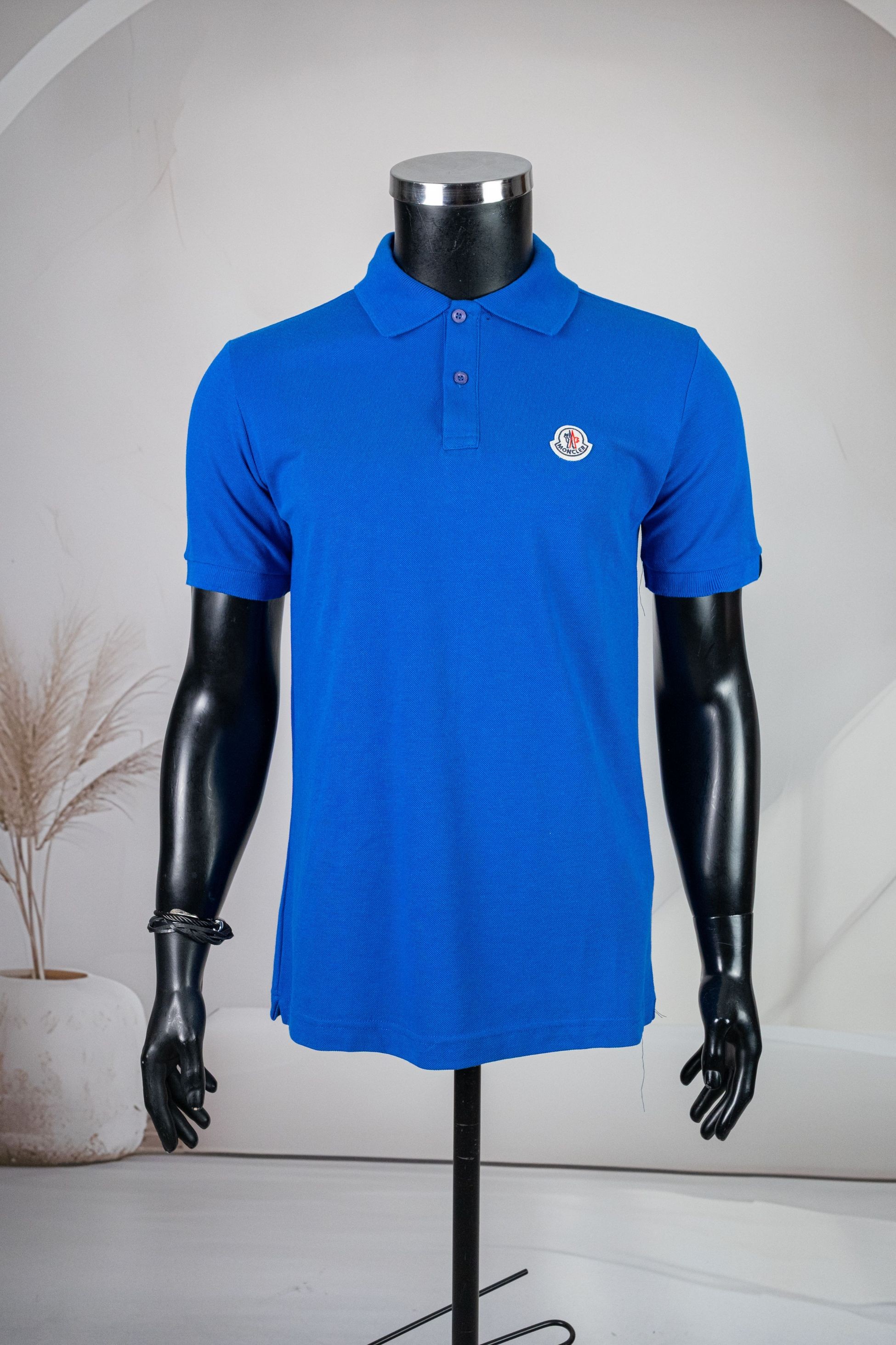 Moncler Mavi Lacoste Kumaş Polo Yaka  Tişört
