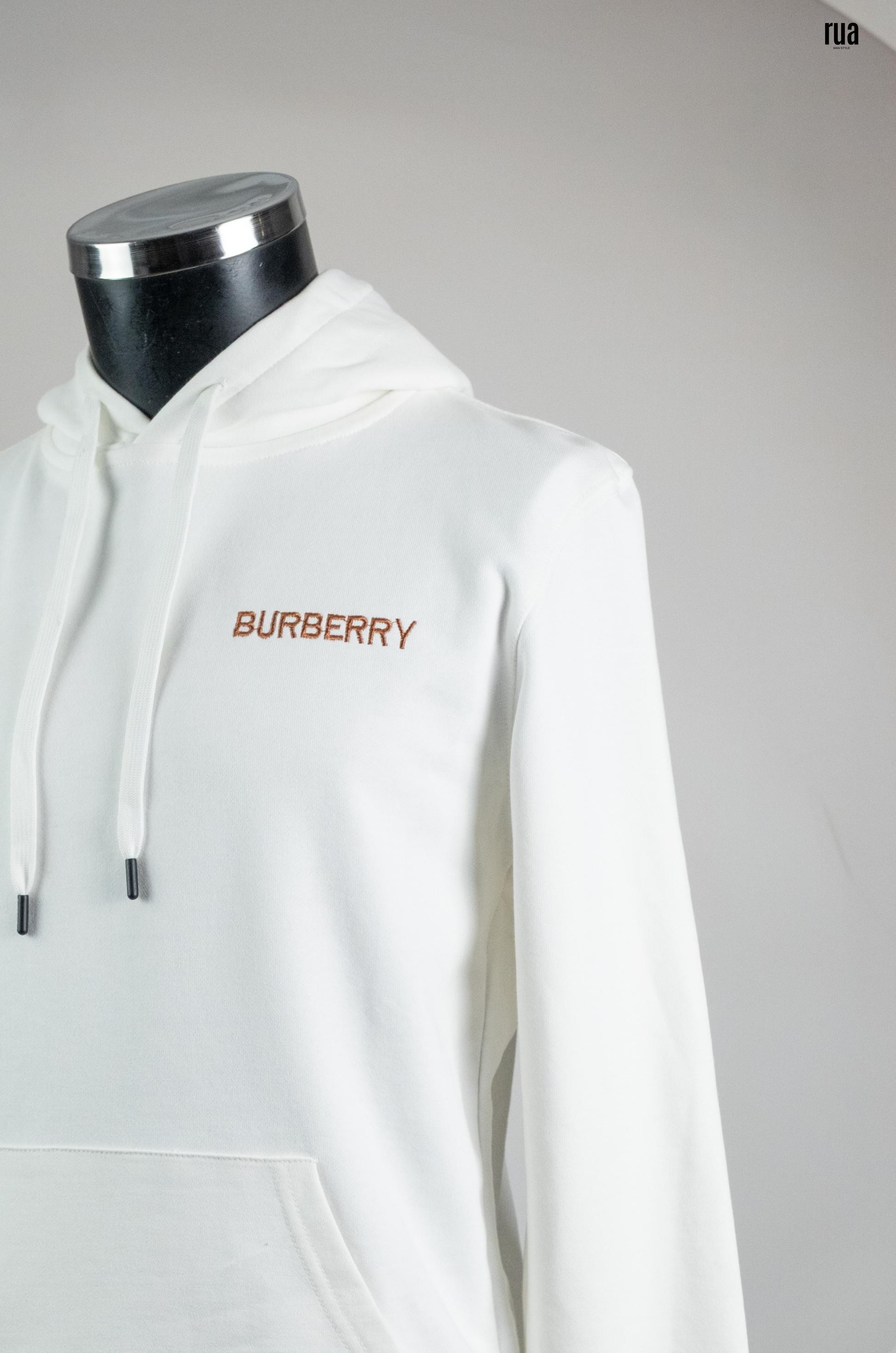 Brbry Kapşonlu Arkası Baskılı Sweatshirt Beyaz