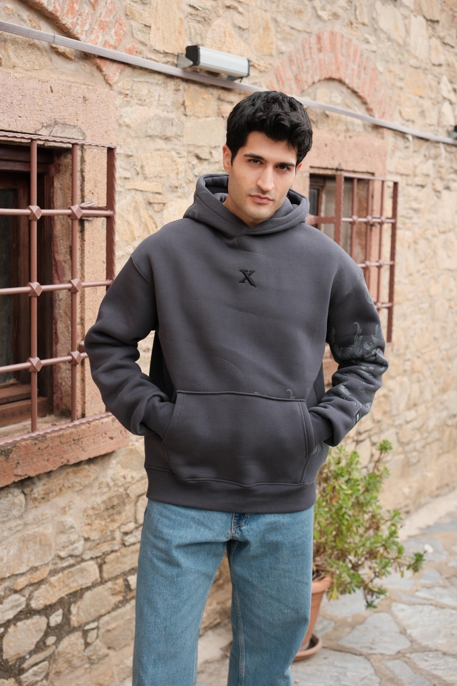 Füme Baskılı Sweatshirt