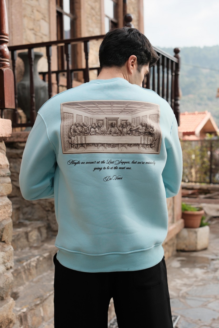 Mavi 'The Last Supper' Baskı Sweatshirt