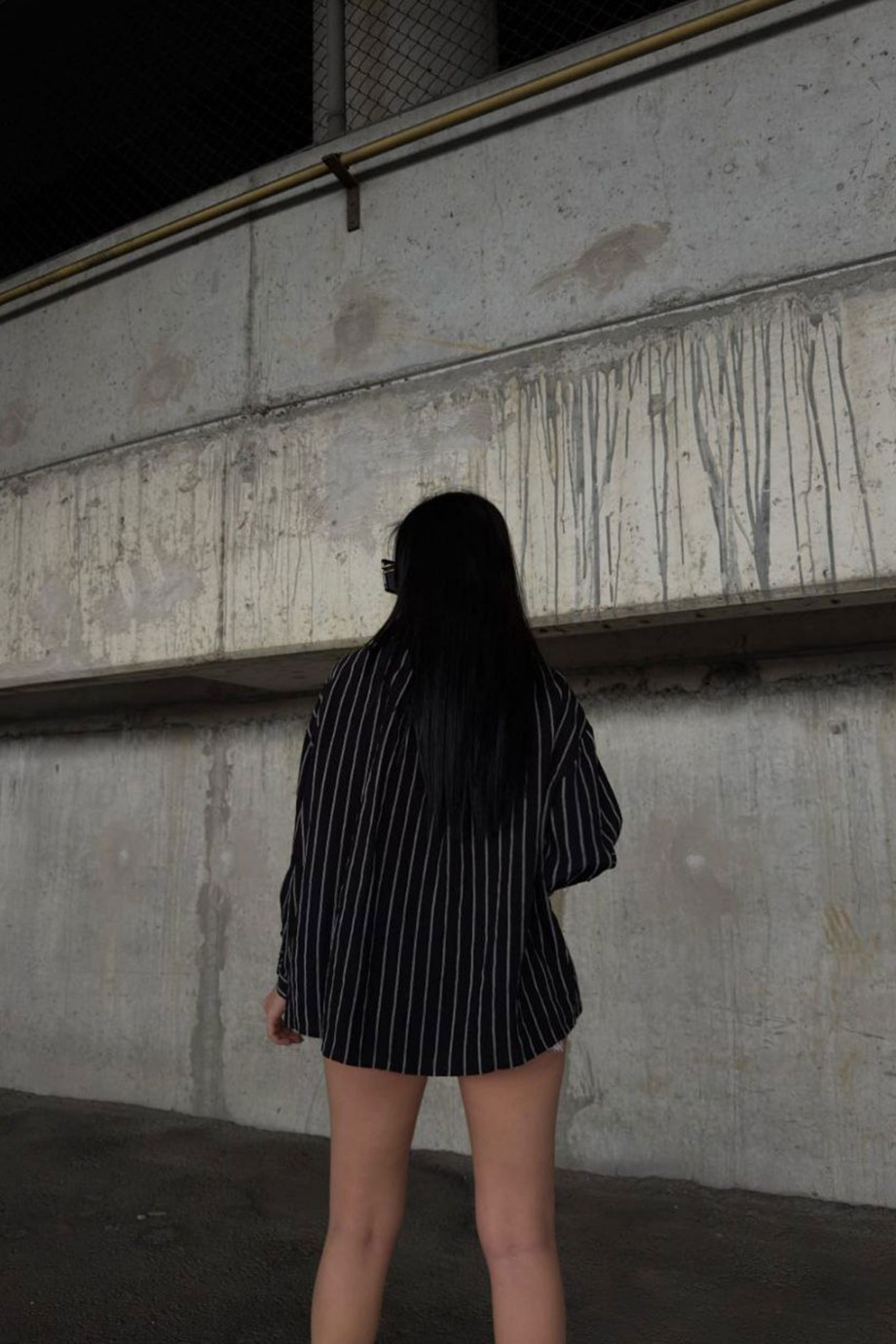 ZARA MODEL ÇİZGİLİ GÖMLEK-SİYAH