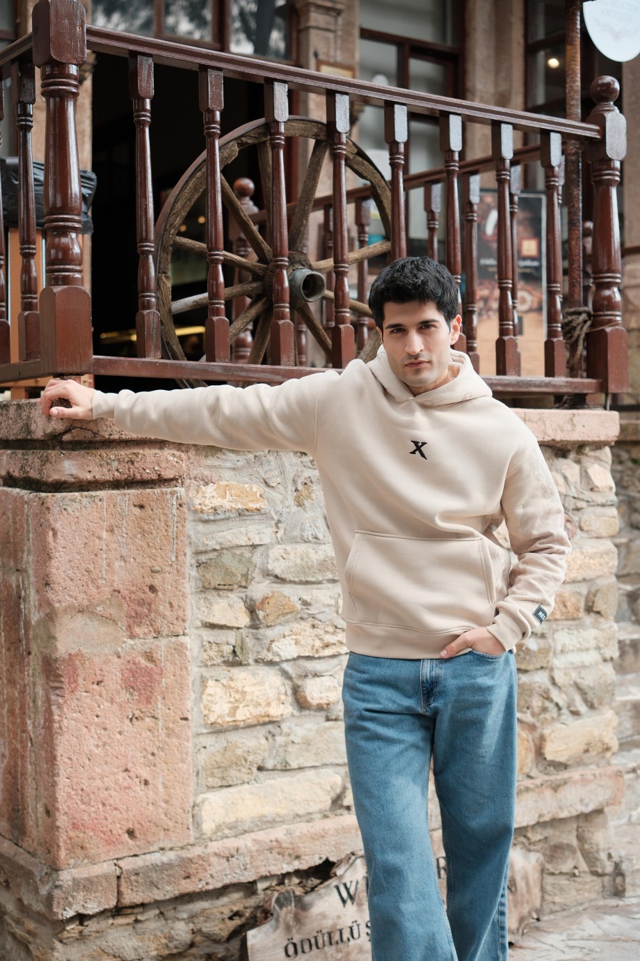 Krem Baskılı Sweatshirt