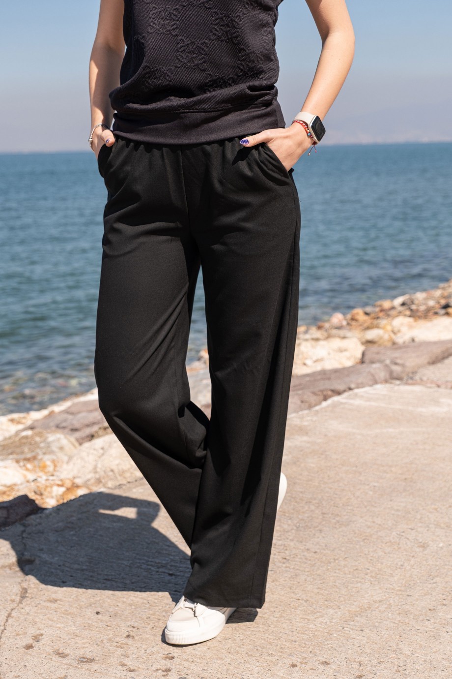 BEL LASTİKLİ PANTOLON SİYAH