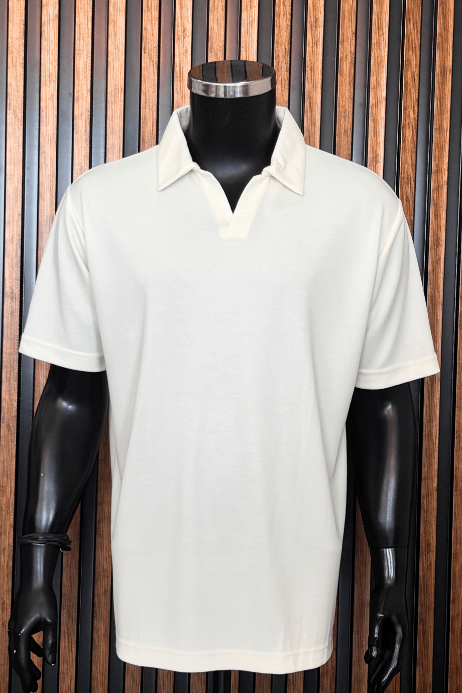 POLO YAKA TENSEL KUMAŞ TSHİRT-EKRU