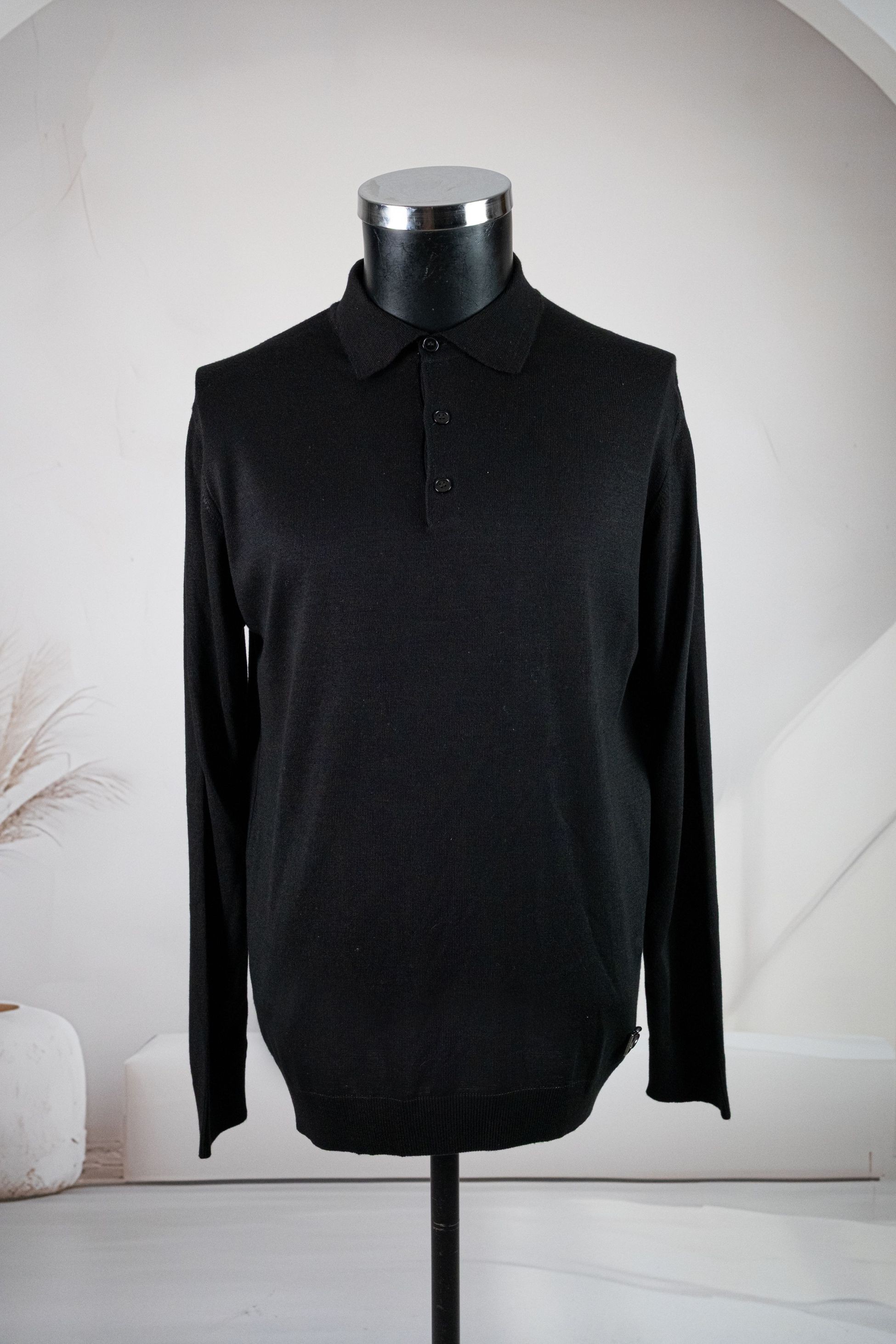Dolce Gabbana Siyah Polo Yaka Uzun Kol Triko