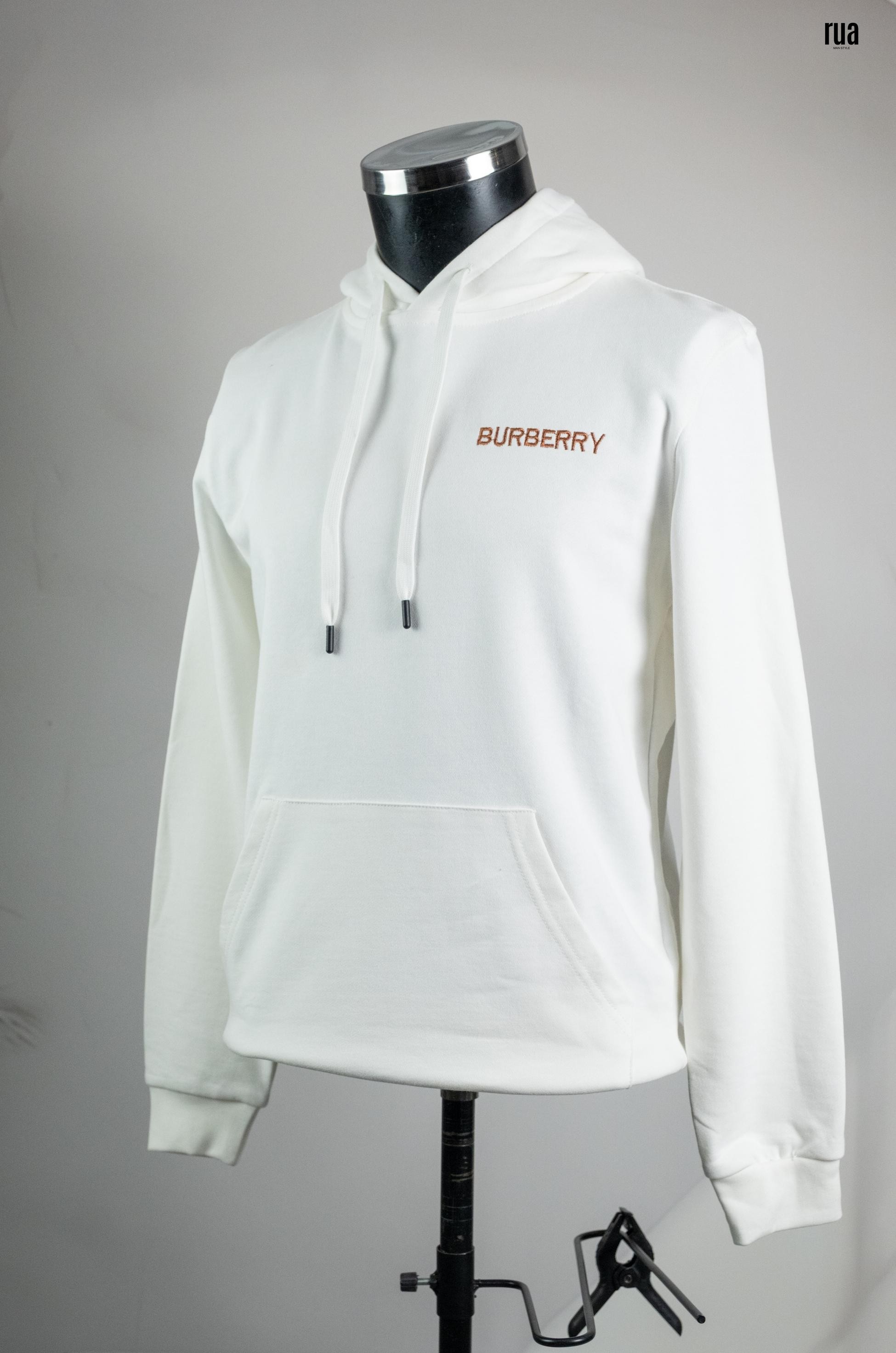 Brbry Kapşonlu Arkası Baskılı Sweatshirt Beyaz
