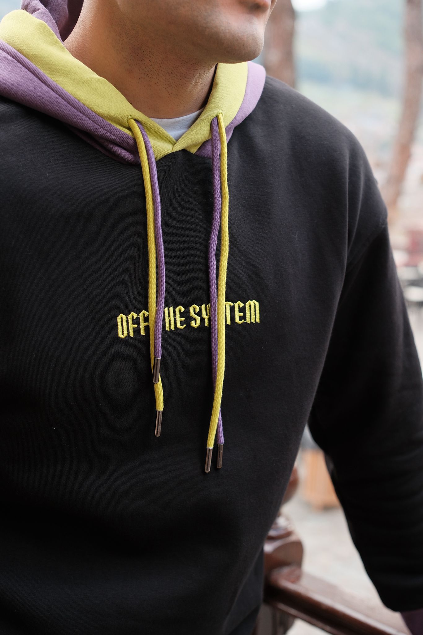 Off The Sistem Yazılı Kapşonlu Sweatshirt-Siyah