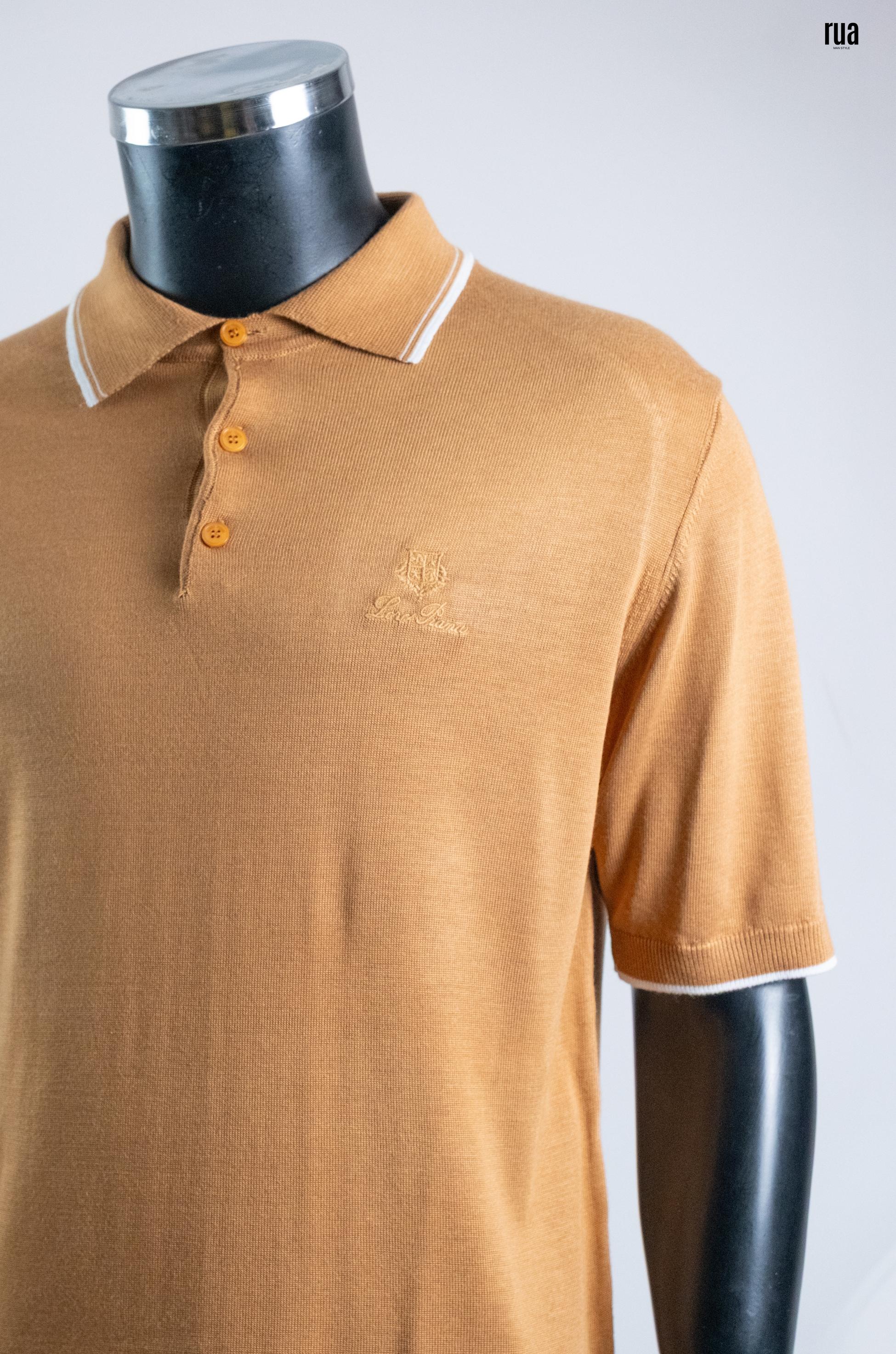 Loro Piana Polo Yaka Kısa Kol Triko  Hardal