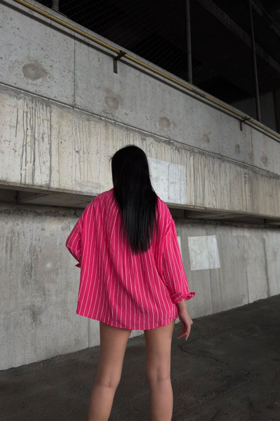 ZARA MODEL ÇİZGİLİ GÖMLEK-PEMBE