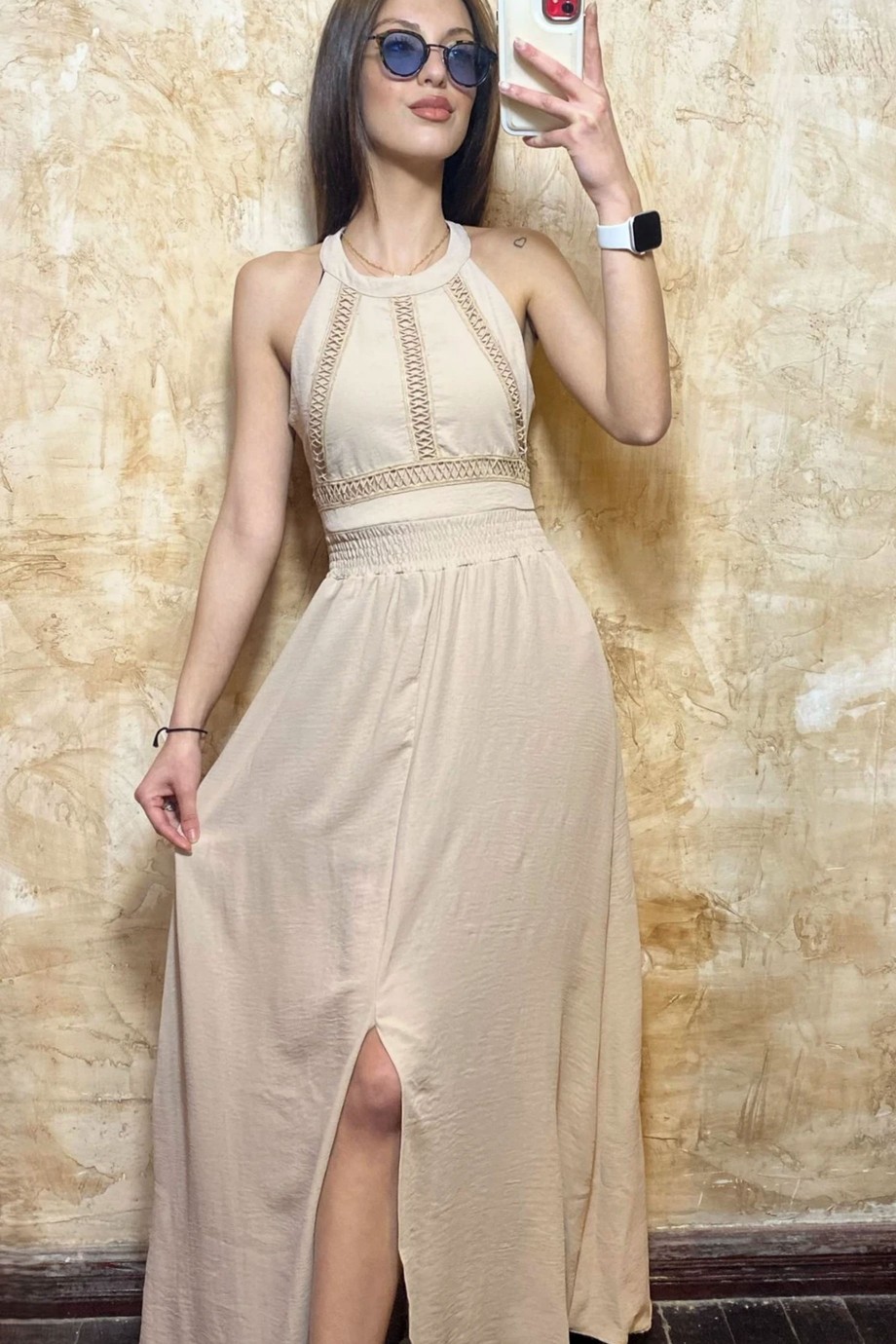 HALTER YAKA MAXİ ELBİSE