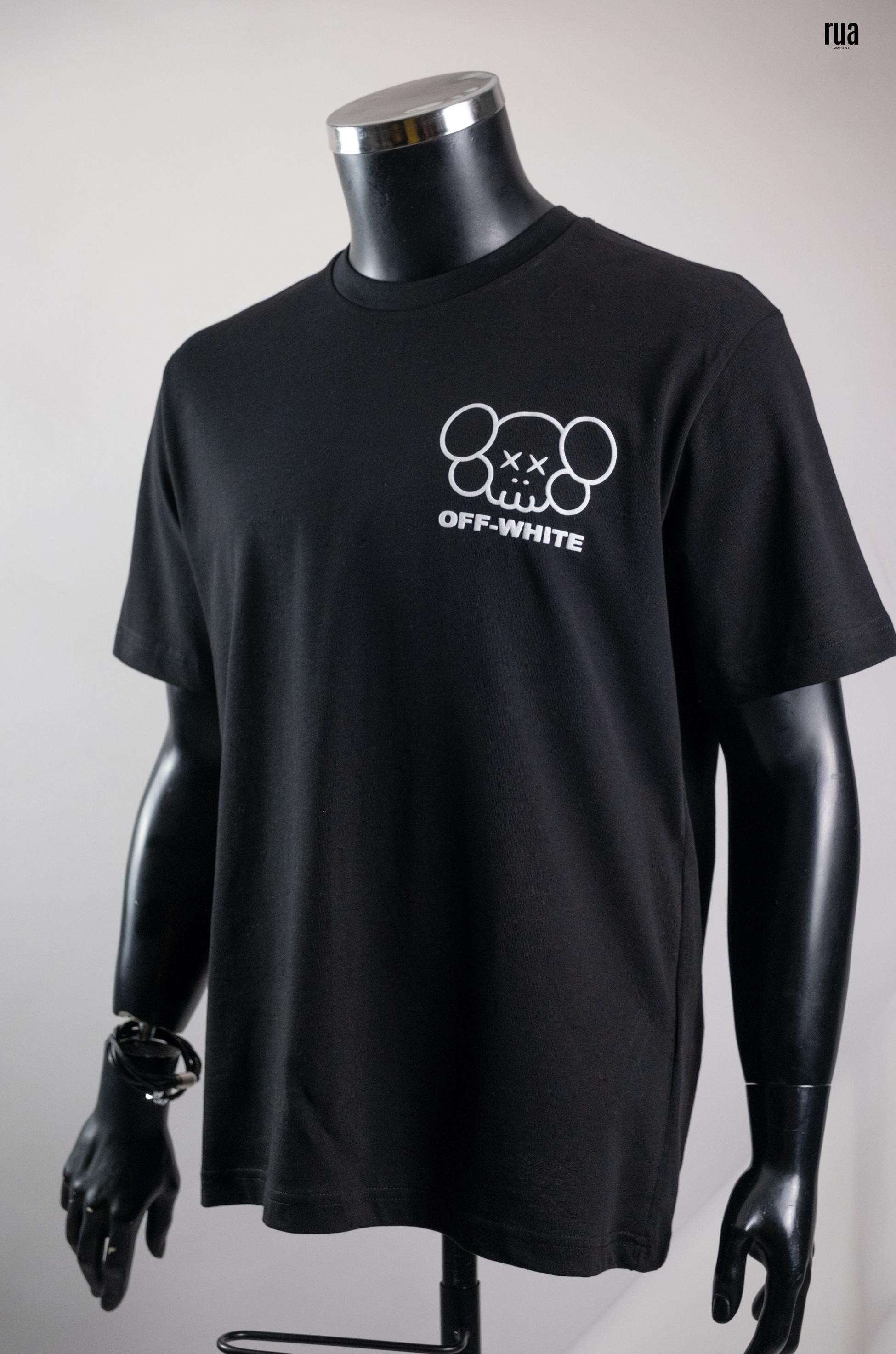 Off White Göğüs Yazılı ve Arkası Baskılı Tişört Siyah