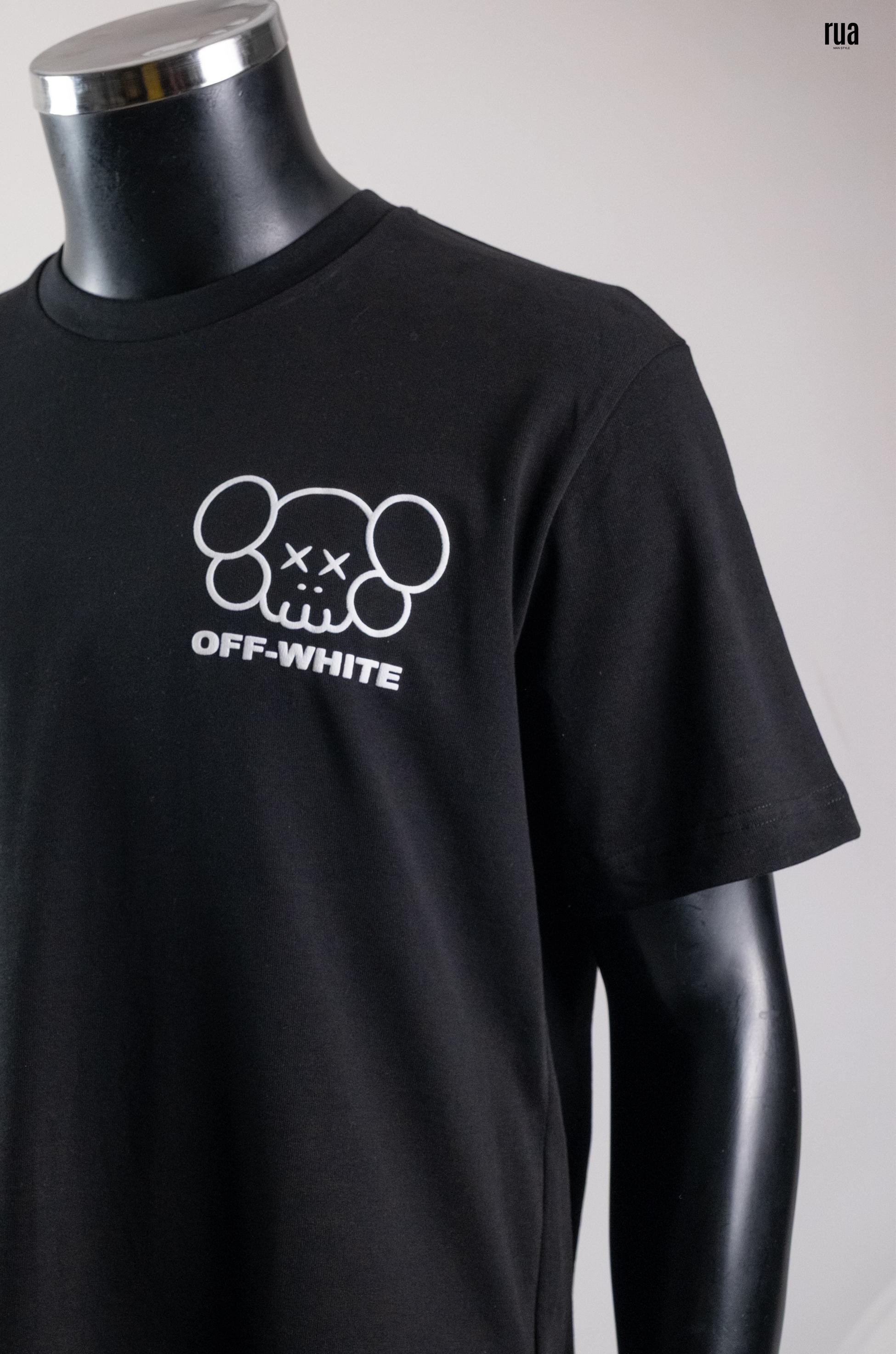 Off White Göğüs Yazılı ve Arkası Baskılı Tişört Siyah