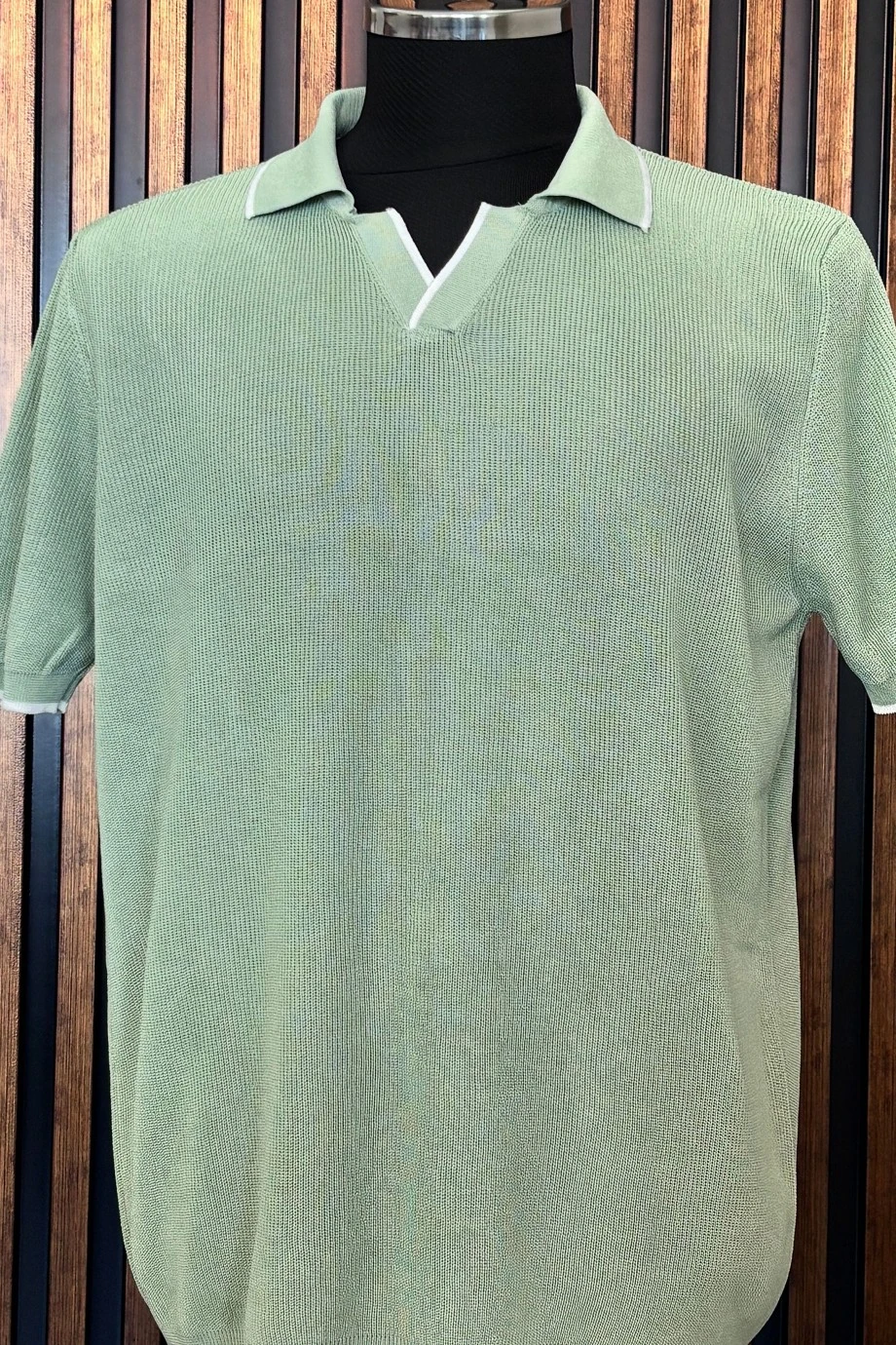 POLO YAKA ÇİZGİ DETAYLI KISA KOL TİRKO-YEŞİL