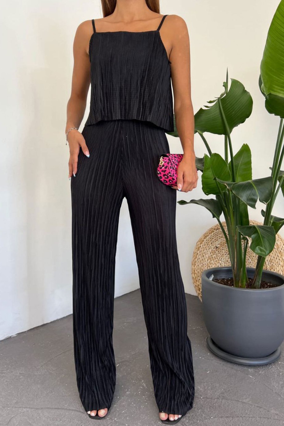 ZARA MODEL PİLİSELİ TULUM TAKIM SİYAH
