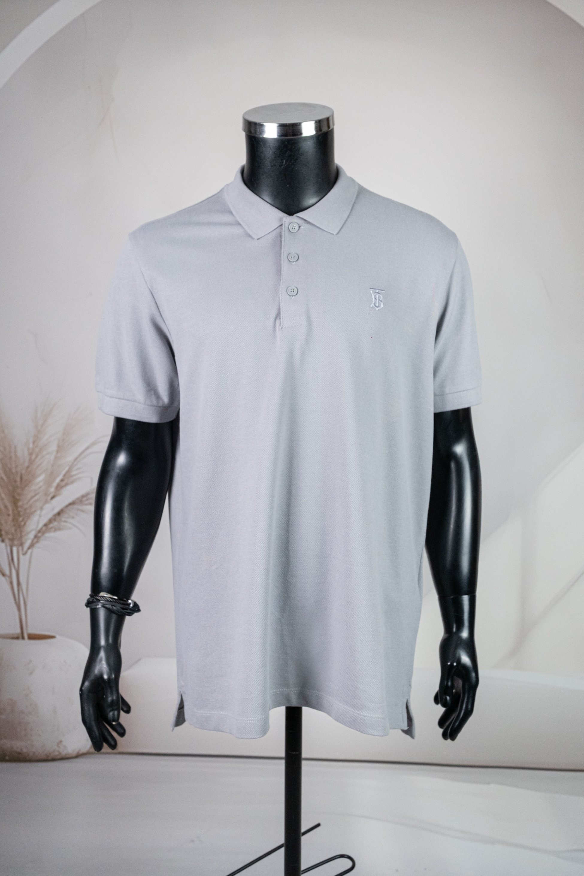 Burbery Gri Polo Yaka Lacoste Kumaş Tişört