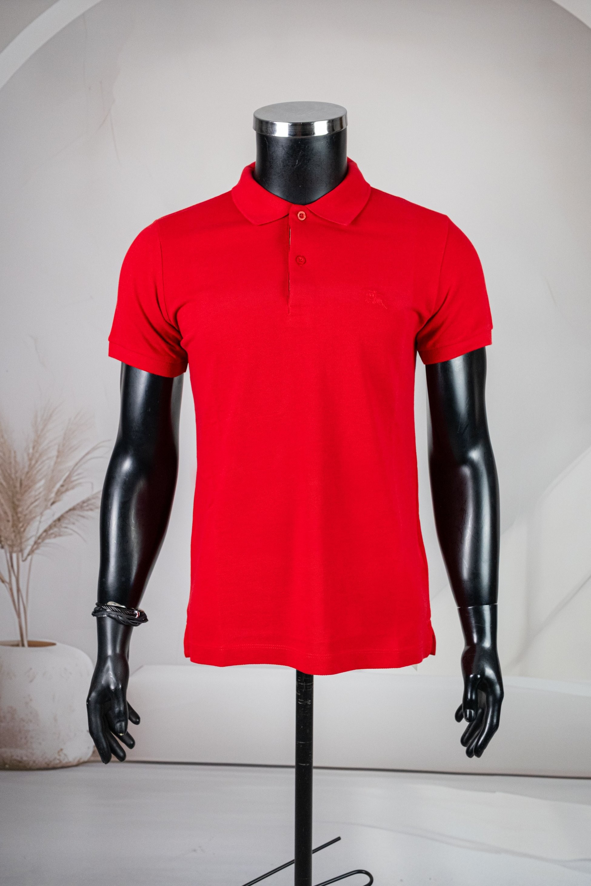 Burbery Kırmızı Polo Yaka Lacoste Kumaş Tişört