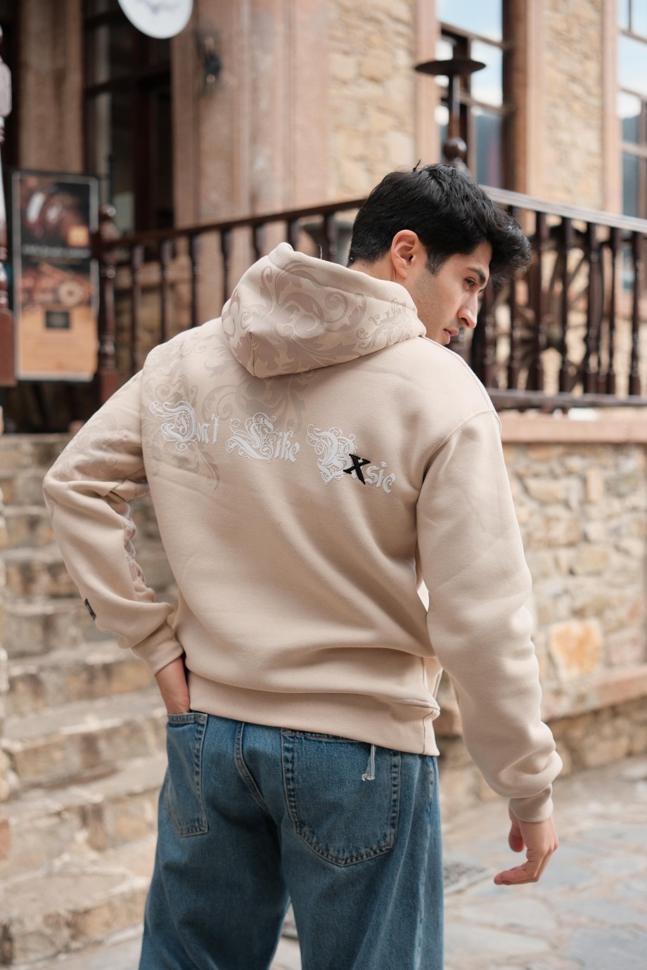 Krem Baskılı Sweatshirt