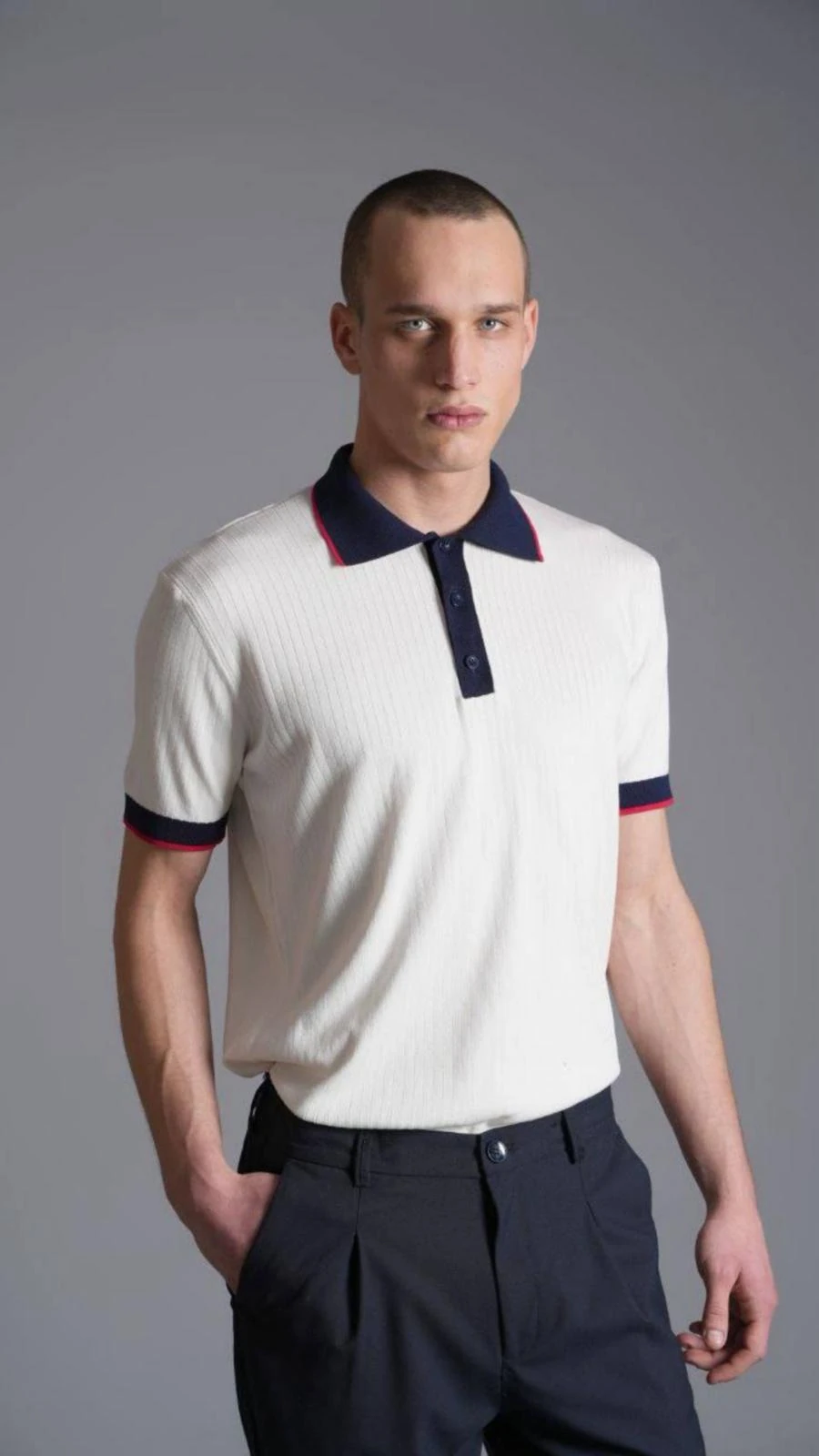 POLO YAKA DÜĞMELİ KISA KOL TRİKO-EKRU