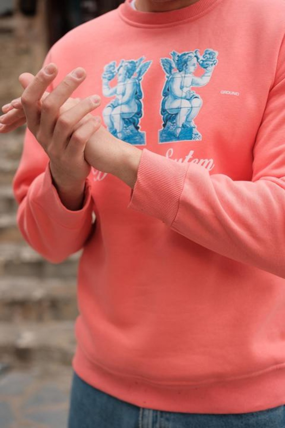 Pembe Baskılı Sweatshirt