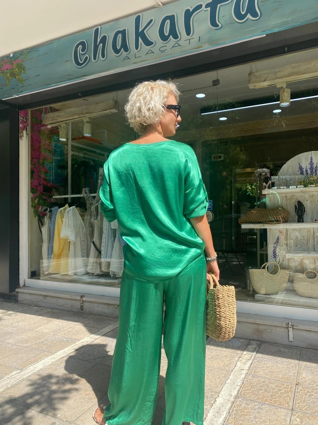 İPEK SATEN TAKIM-YEŞİL
