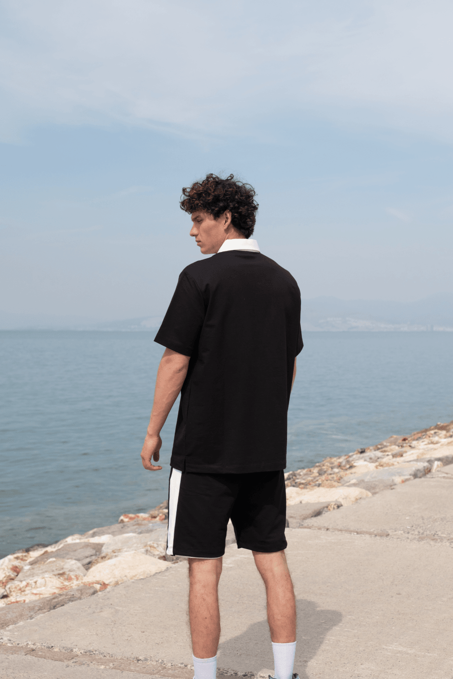 CHAMPION YAZILI POLO YAKA TSHİRT-SİYAH