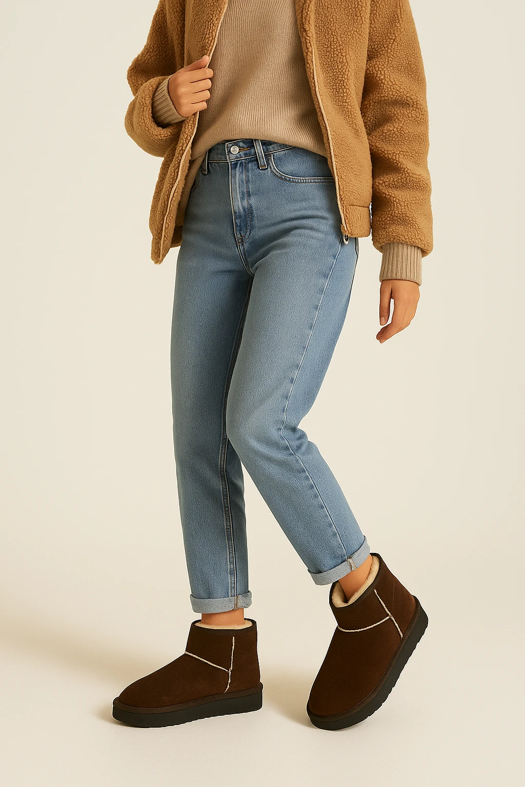 Süet Içi Kürklü Tüylü Kalın Taban Kadın Bot Uggg