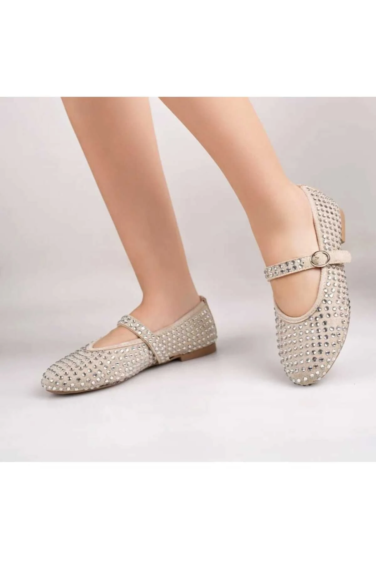 Taşlı Şık Mery Ceyn Günlük Rahat Babet