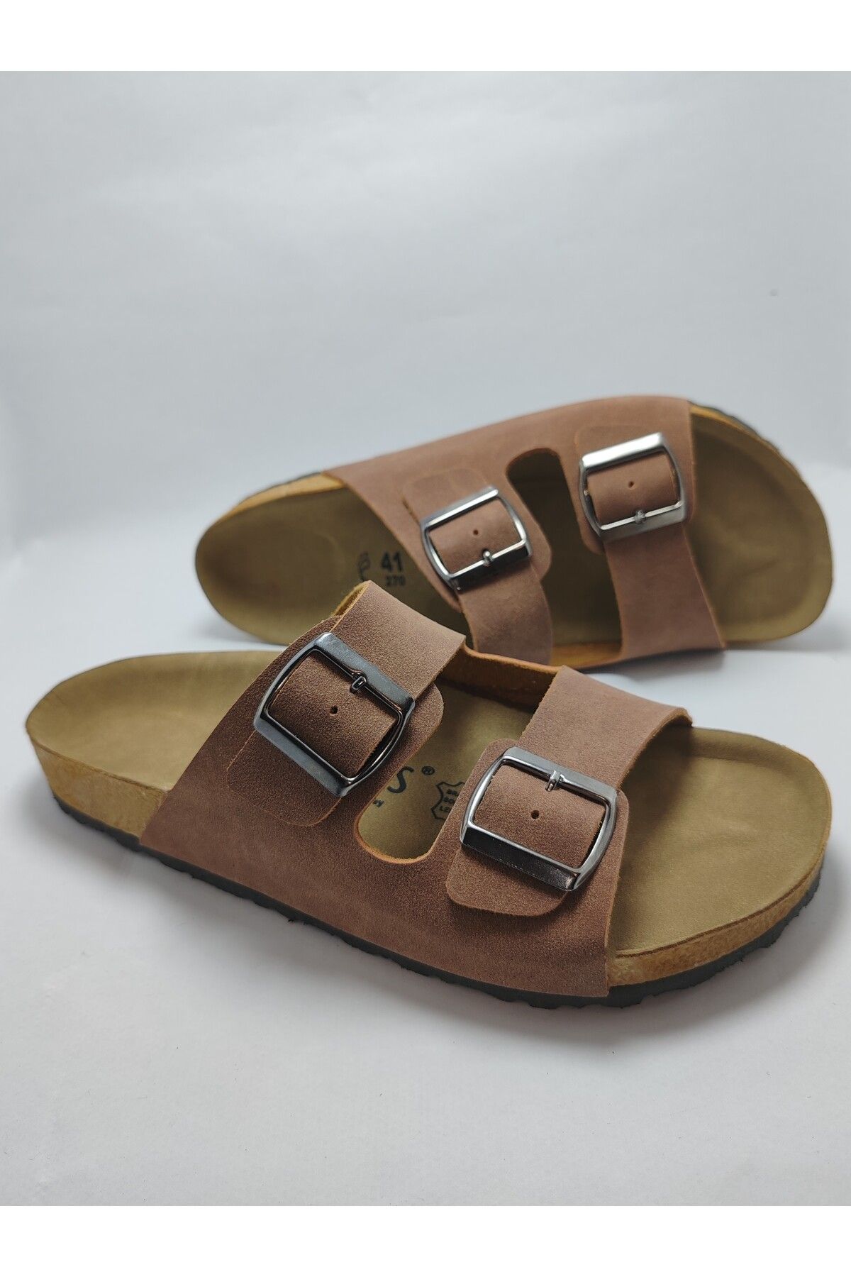 Mantar Taban Arızona Leolı Model Çift Tokalı Ortopedik Terlik