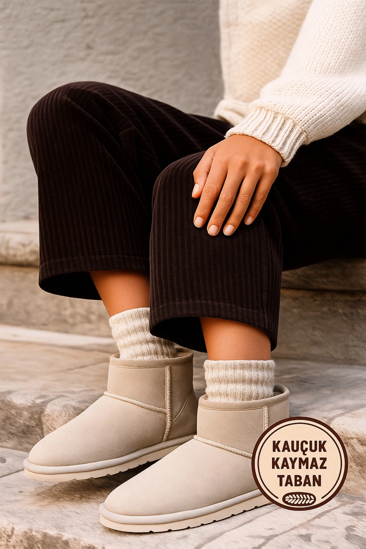 Ultra Mini Kürklü Classic Mini II 1016222 CHE Kadın Bot - BEJ