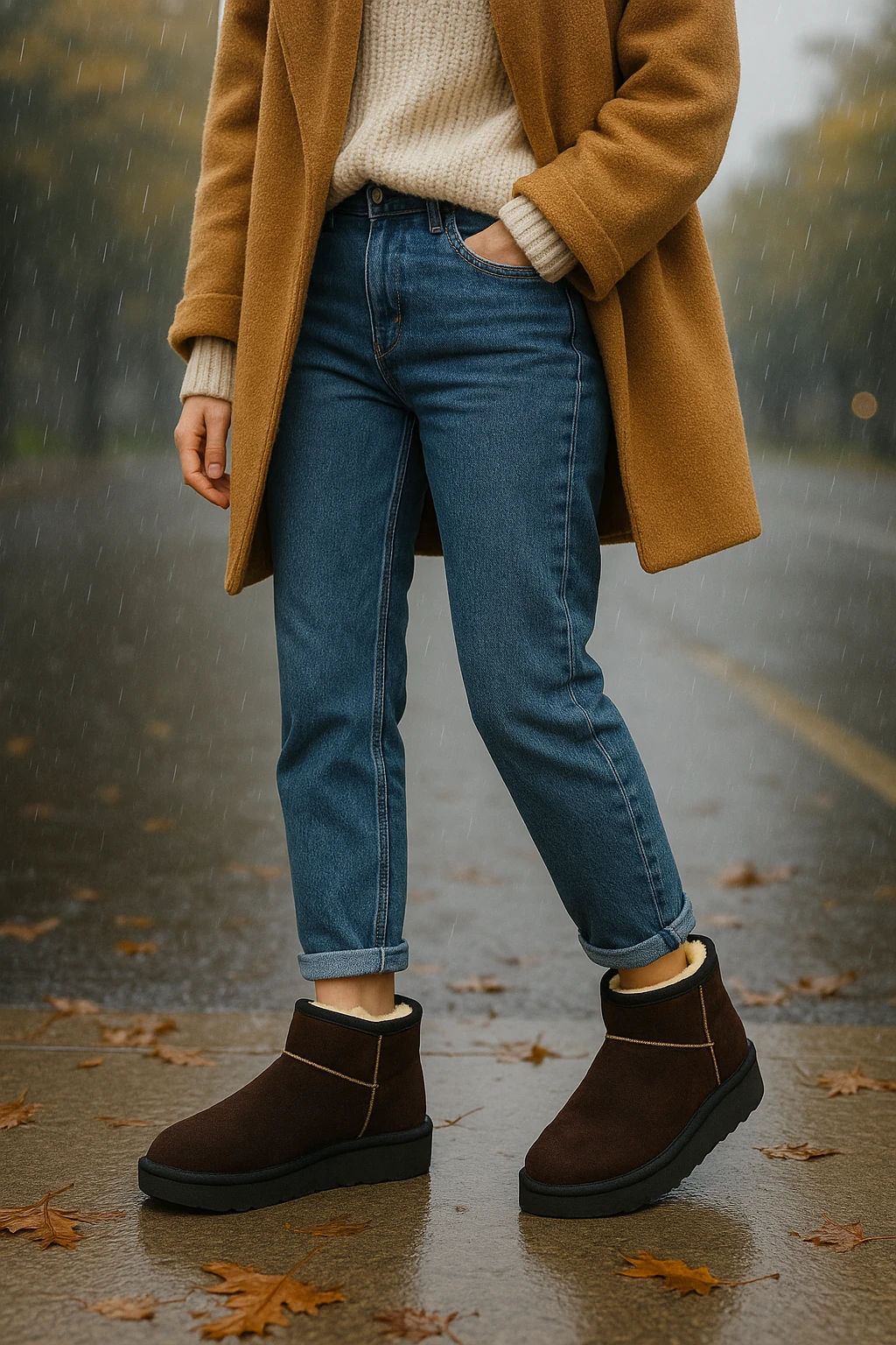 Süet Içi Kürklü Tüylü Kalın Taban Kadın Bot Uggg