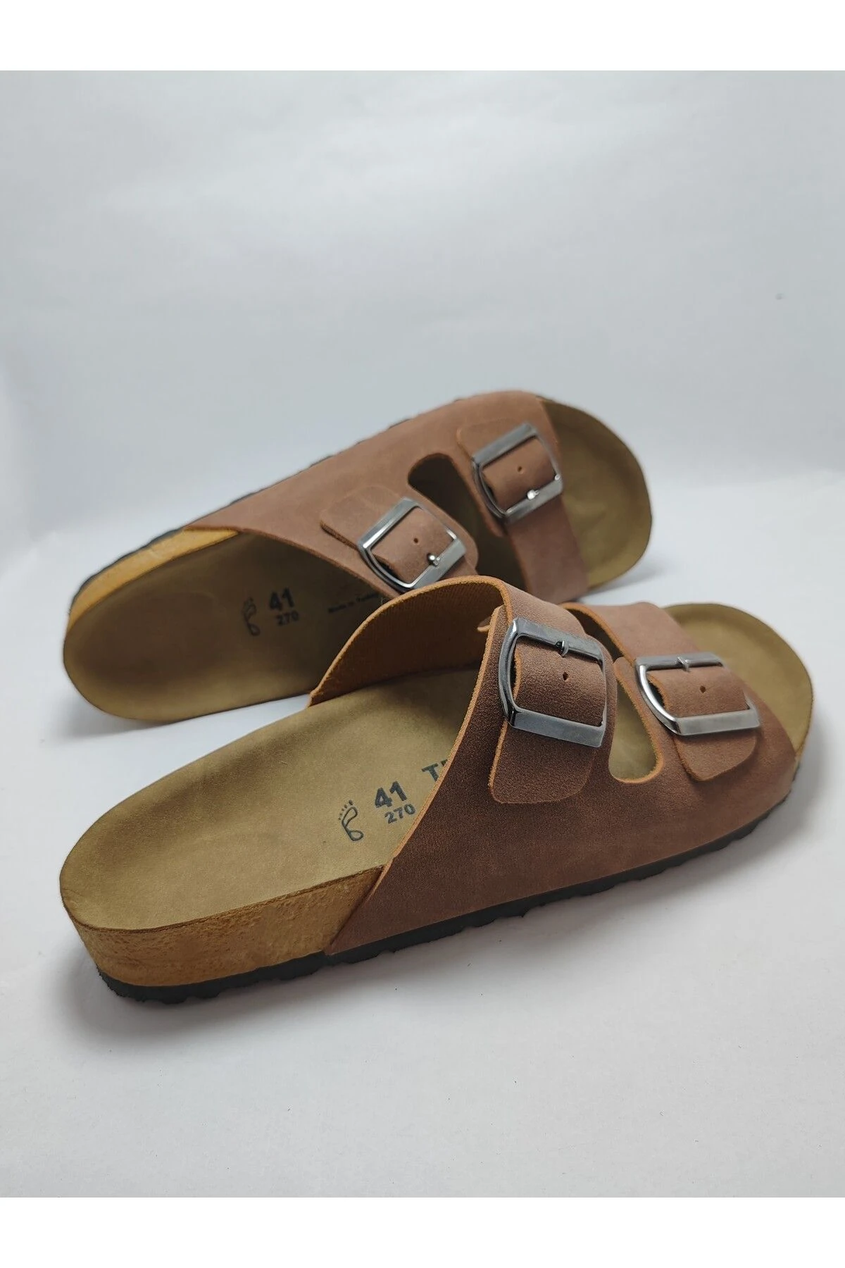 Mantar Taban Arızona Leolı Model Çift Tokalı Ortopedik Terlik