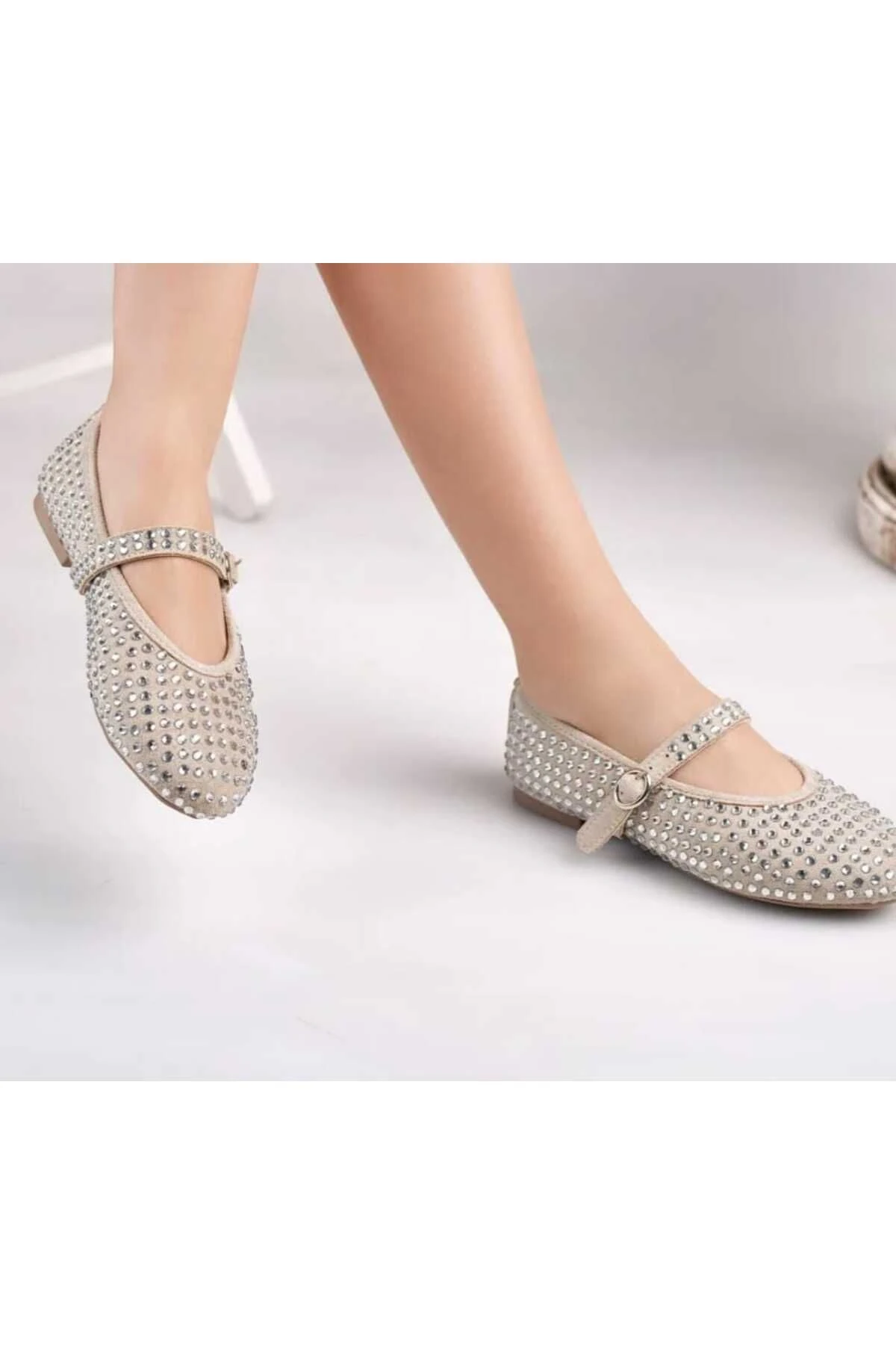 Taşlı Şık Mery Ceyn Günlük Rahat Babet