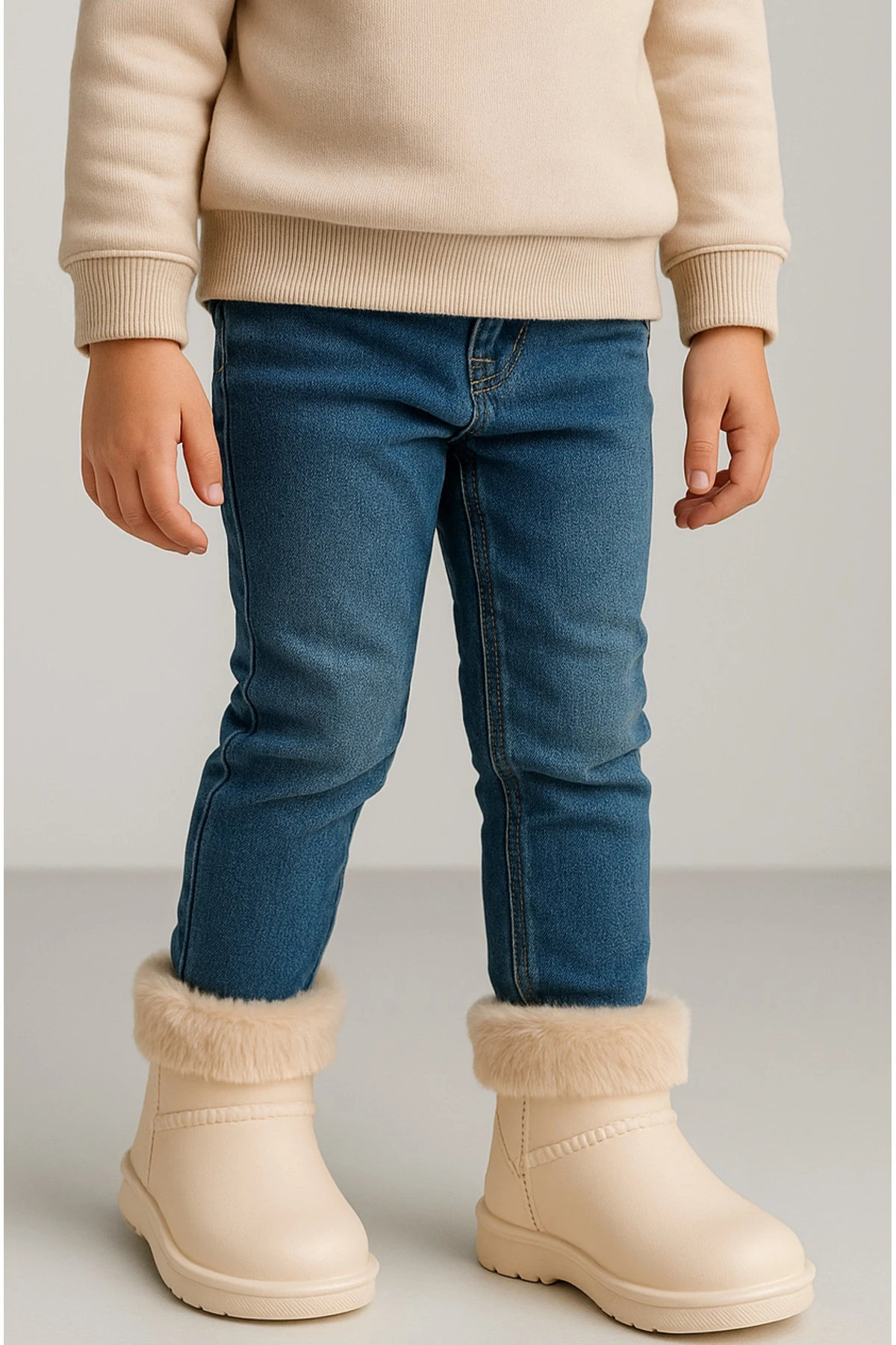 Çocuk Kışlık Kar Yağmur Botu– Su Geçirmez, Peluş Astarlı, EVA W10290-225 Tokio Borreguito Modeli - BEJ