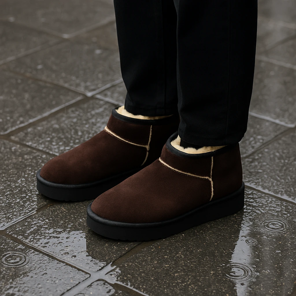 Süet Içi Kürklü Tüylü Kalın Taban Kadın Bot Uggg