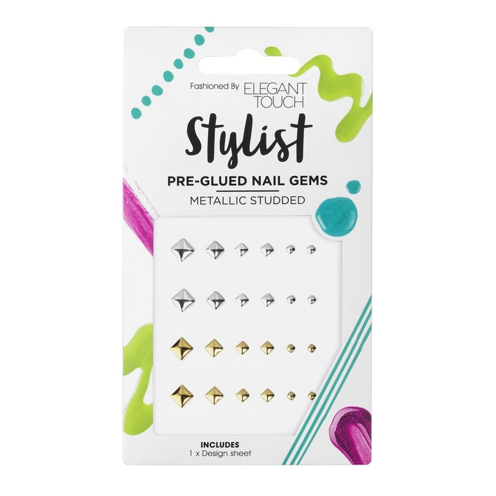 EYLURE TIRNAK SUSU STYLIST PRE GLUED NAIL GEMS-METALLIC STUDDED