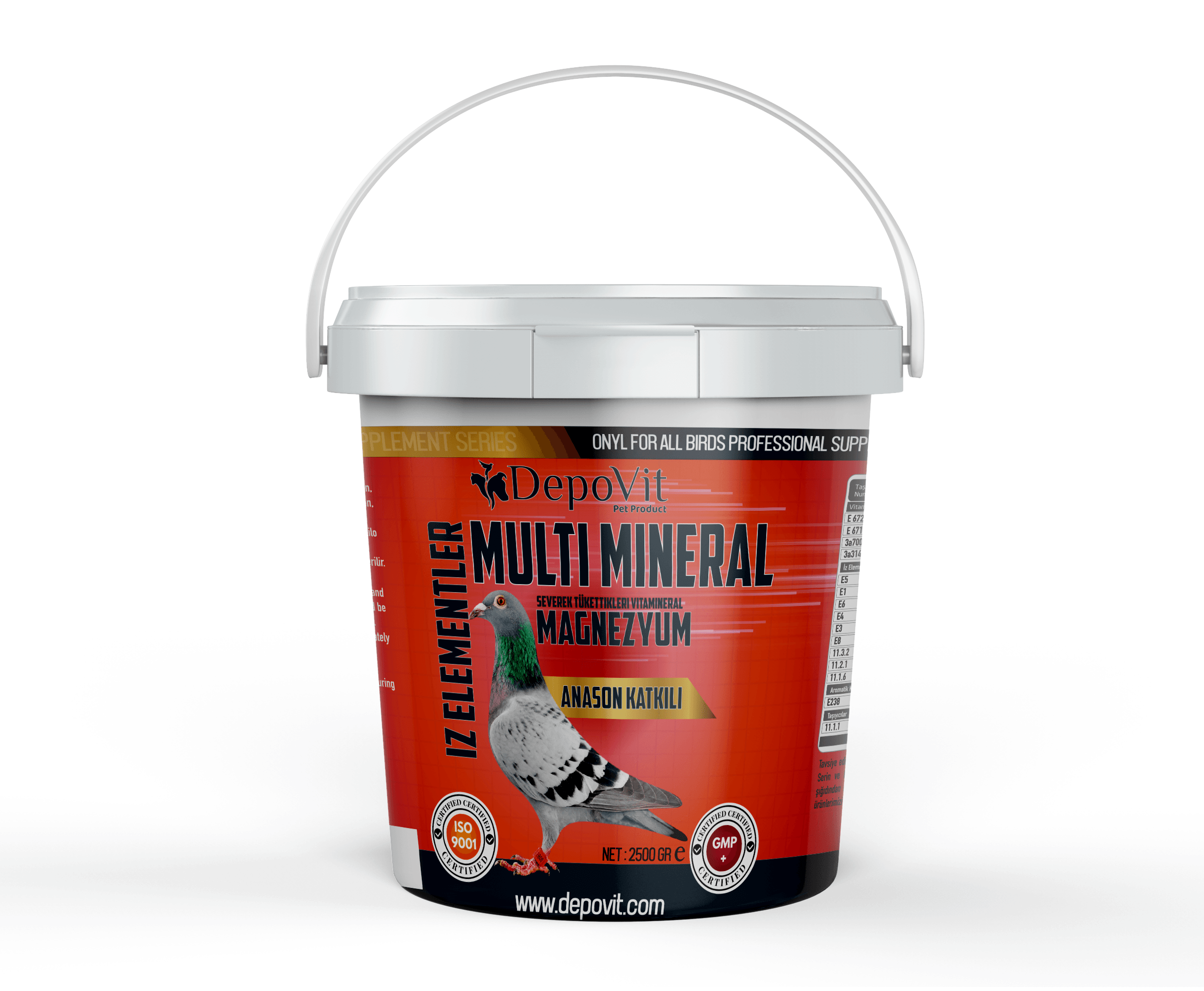 Depovit Multi Mineral Kırmızı Vitamin – Güvercinler İçin 2,5 Kg Kova
