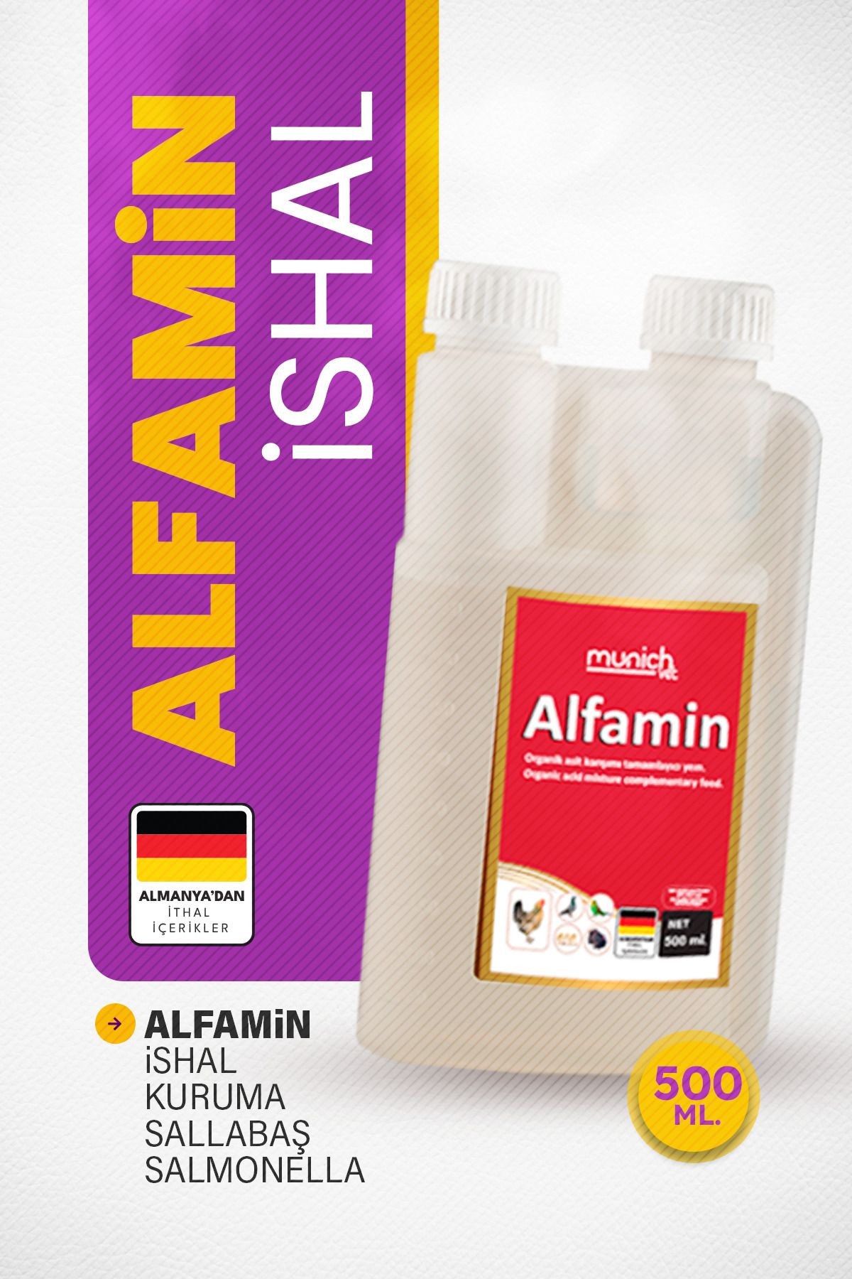 Alfamin Kuşlar Için Ishal Kuruma Sallabas Ürünü 500 ml
