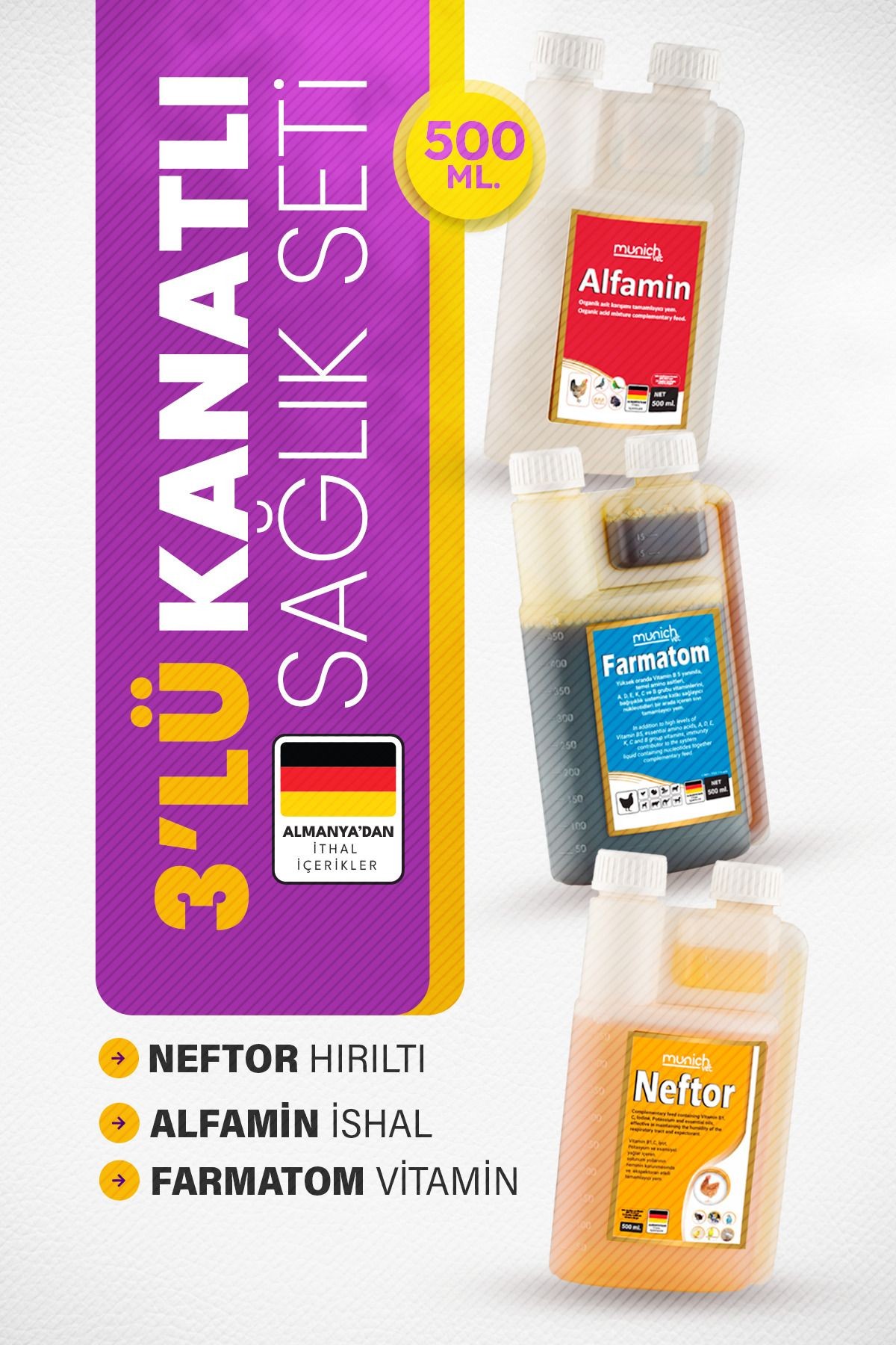 3lü Set Farmatom Vitamin + Alfamin  + Neftor Hırıltı Seti - 500 Ml