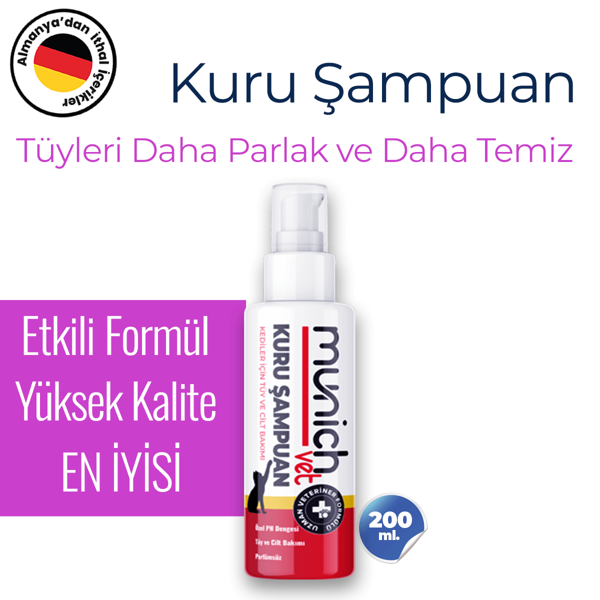 Munich Vet Kedilere Özel Kuru Şampuan 200ml