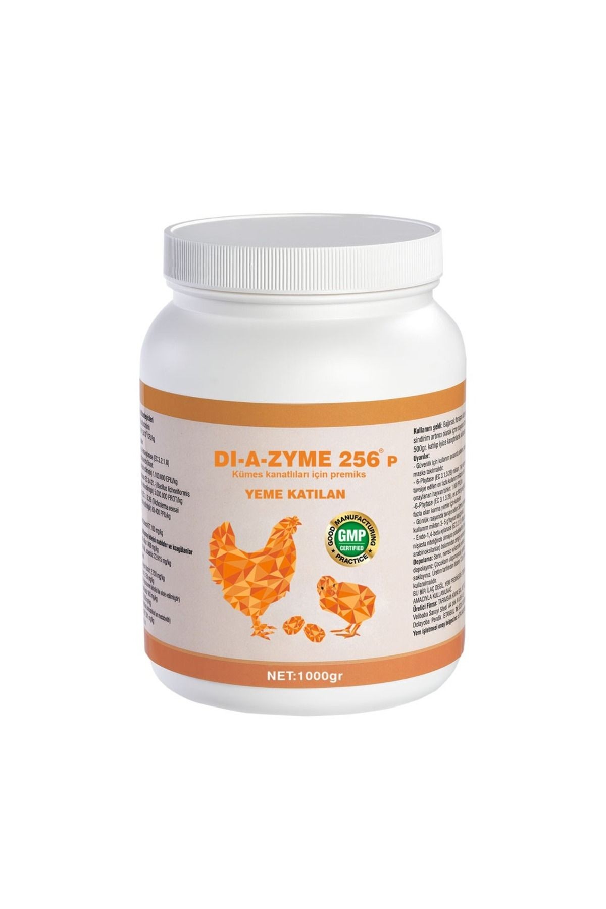 Yeme Katılan Diazyme 256 Probiyotik Sindirim Düzenleyici 1kg -Yeni Ürün -Tavuk-Hindi-Kaz
