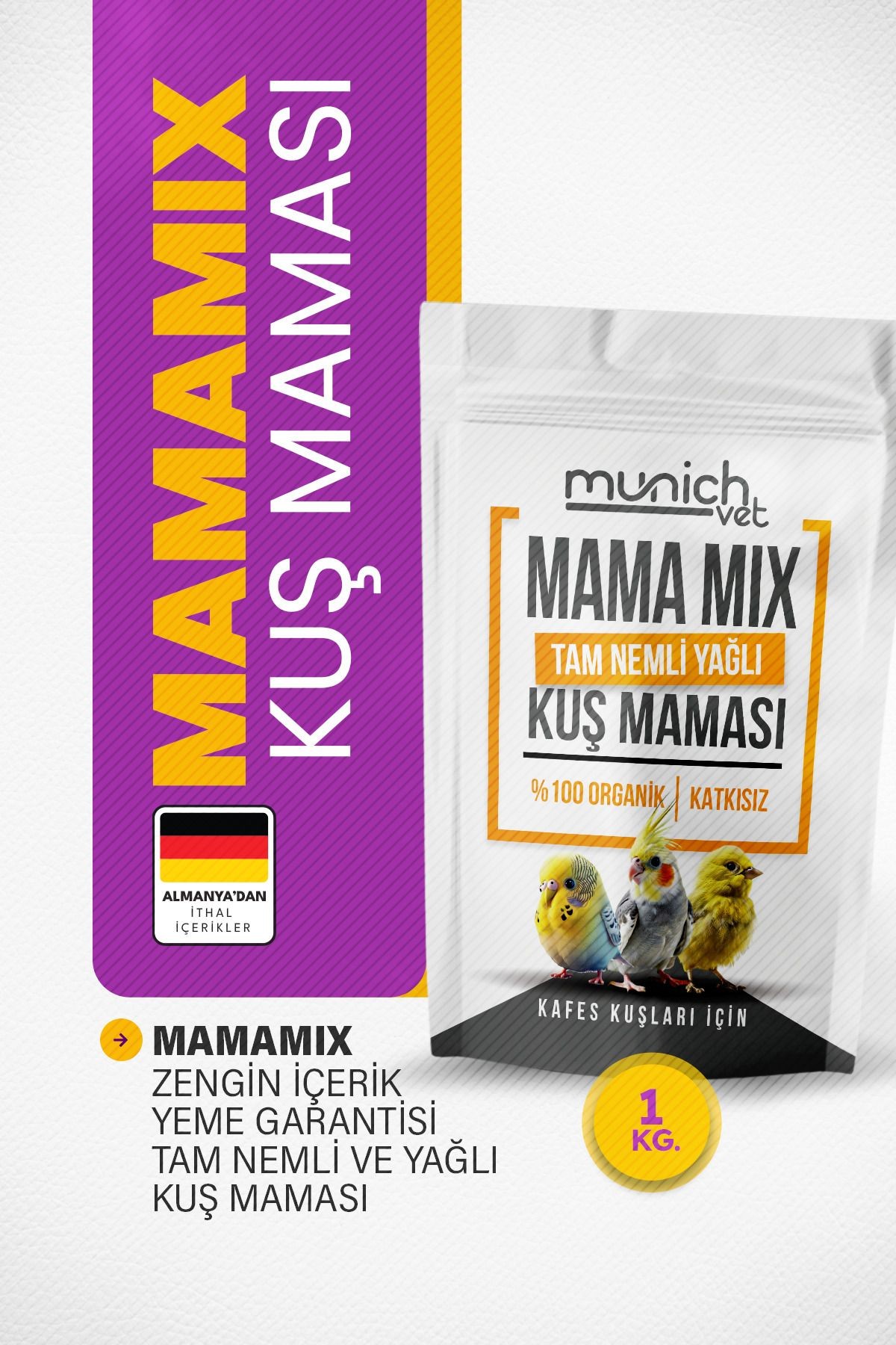 Mama Mix Kafes Kuşları Için Nemli Tam Yağlı Mama 1 Kg