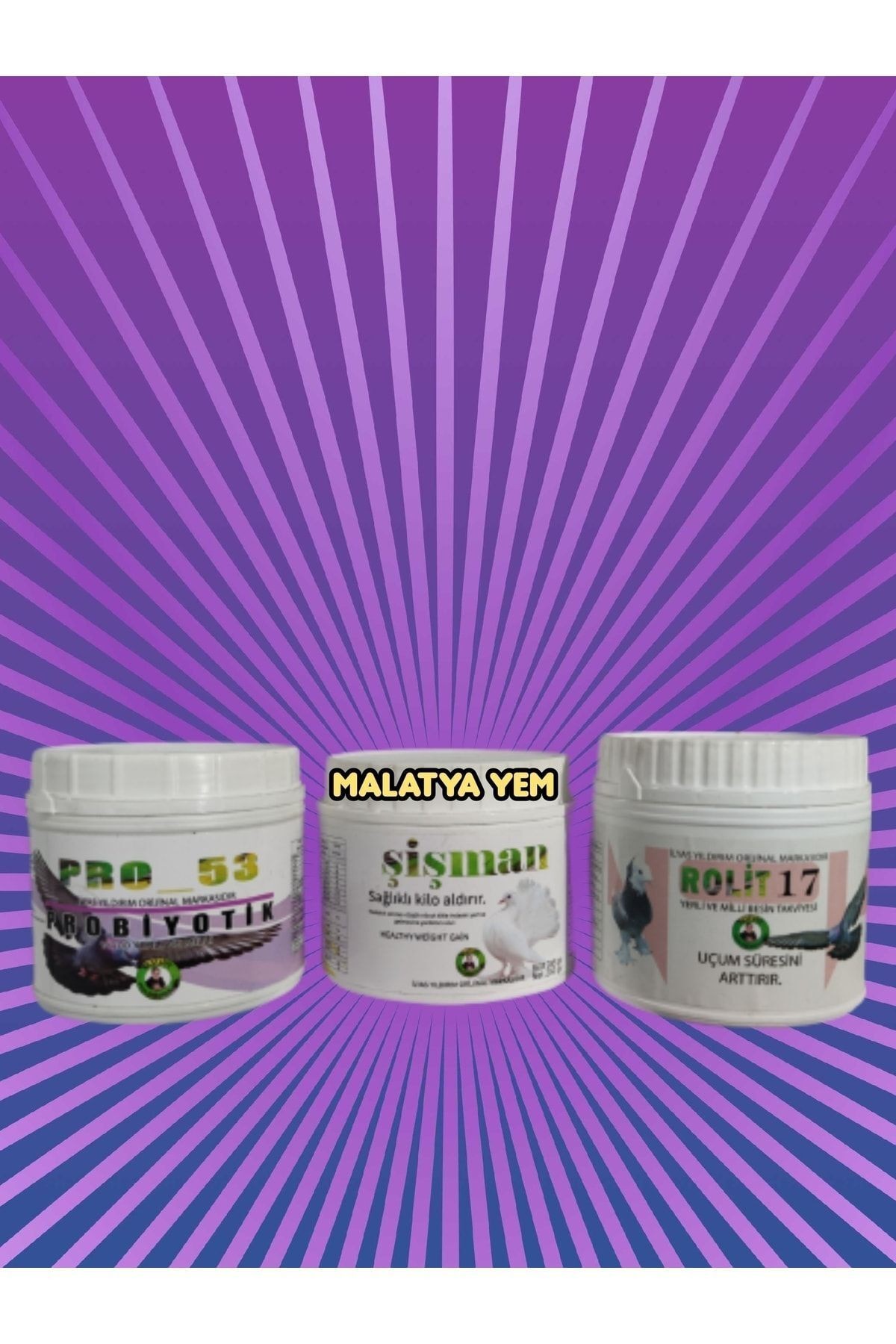 3 Lü Güvercin Kafes Kuşları Bakım Seti - Pro 53 - Rolit 17 - Şişman -3 Adet 250gr