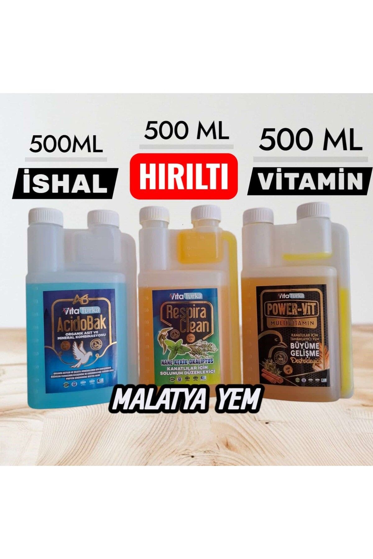 3'lü Kanatlı Bakım Seti – Hırıltı, ve Vitamin Takviyesi 3x500
