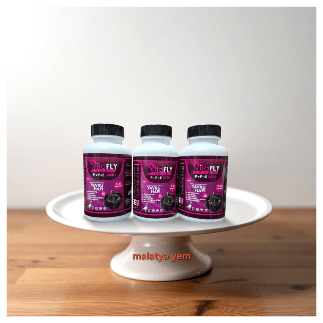 VitaFLY P+P+E 5000 Yavru Hapı – Güvercinler İçin Gelişim Desteği  - 3 Kutu