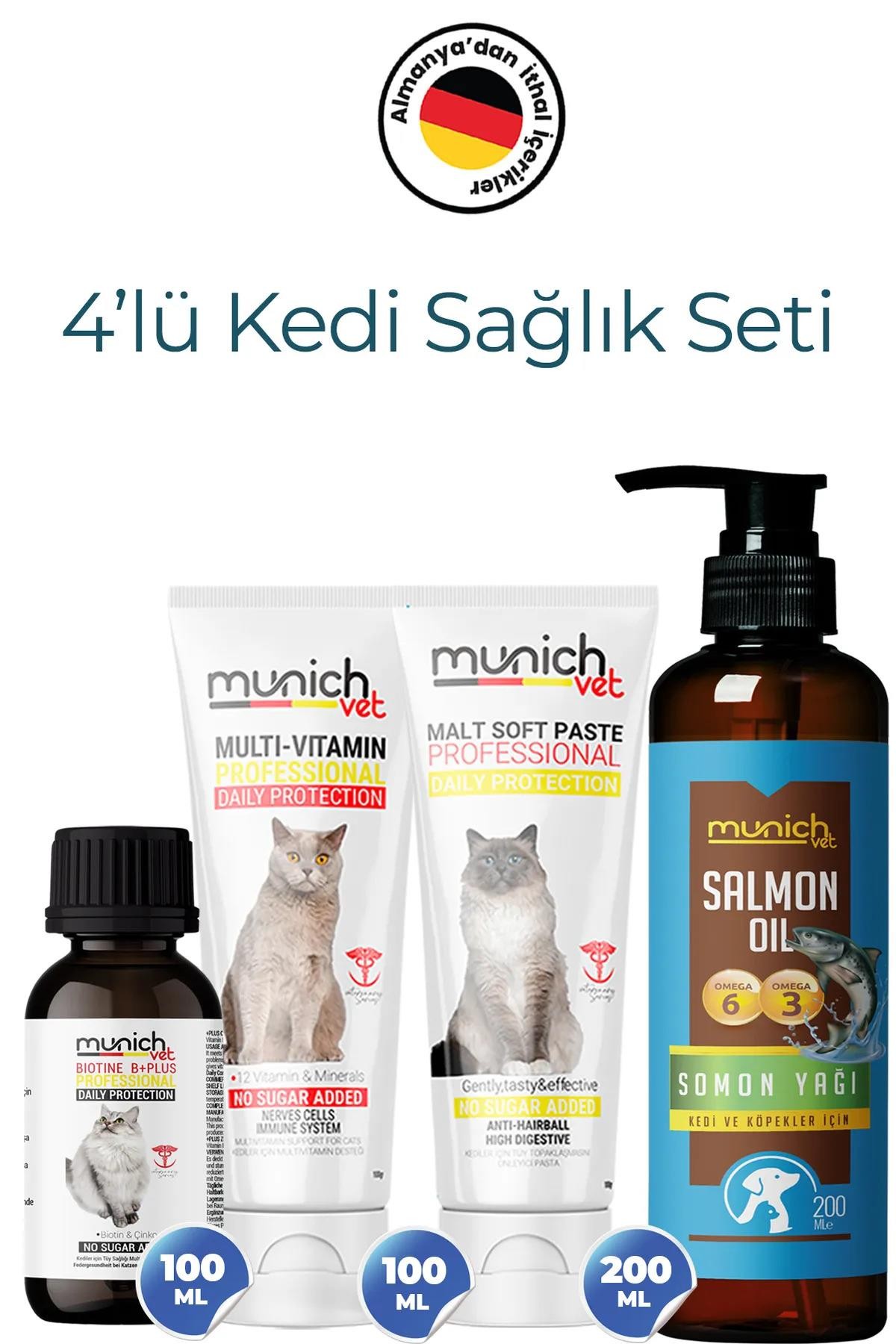 Kediler için 4 lü Set Biotine Plus - Balık Yağı - Malt Paste - Multi Vitamin