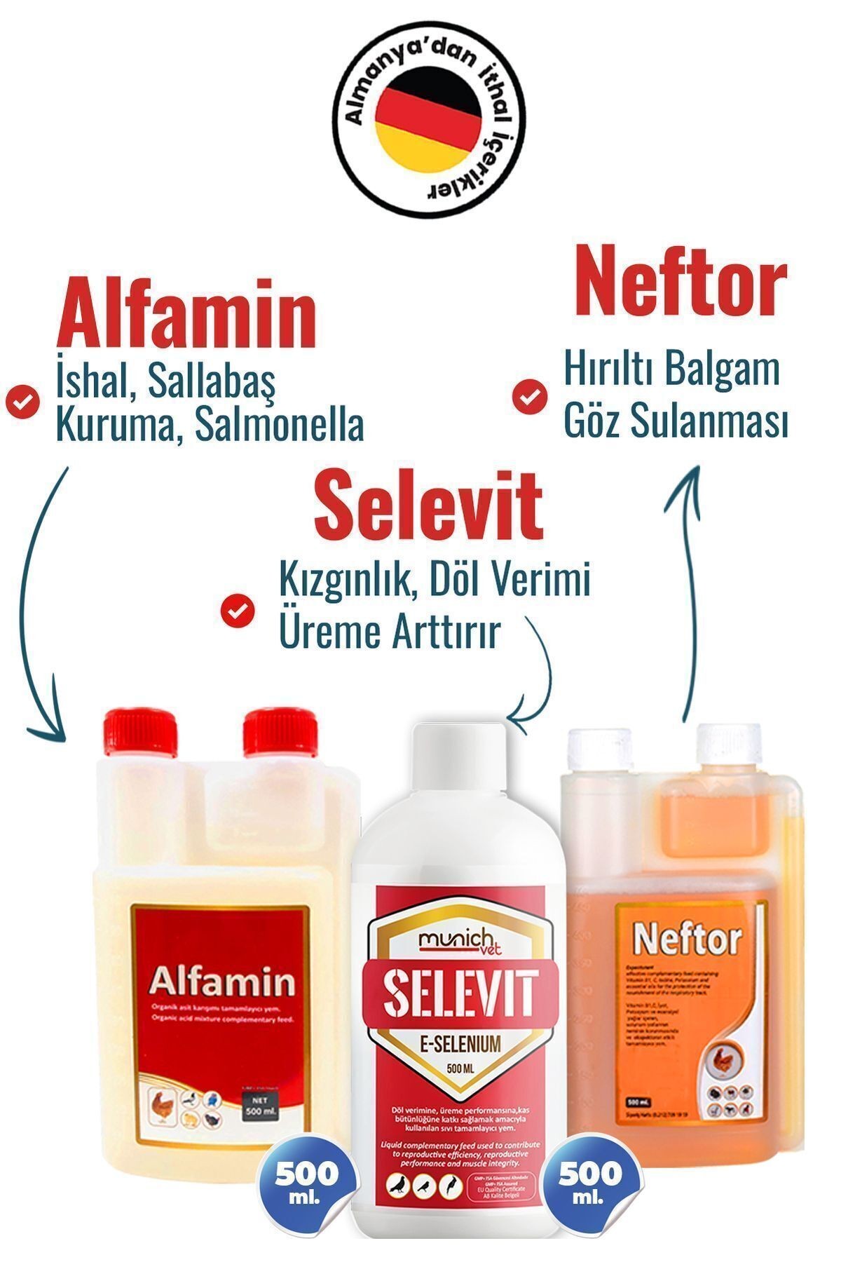 3lü Süper Set Selevit Üreme-Neftor Hırıltı-Alfamin 500ml