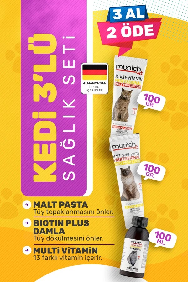 Kedi 3 Lü Bakım Seti