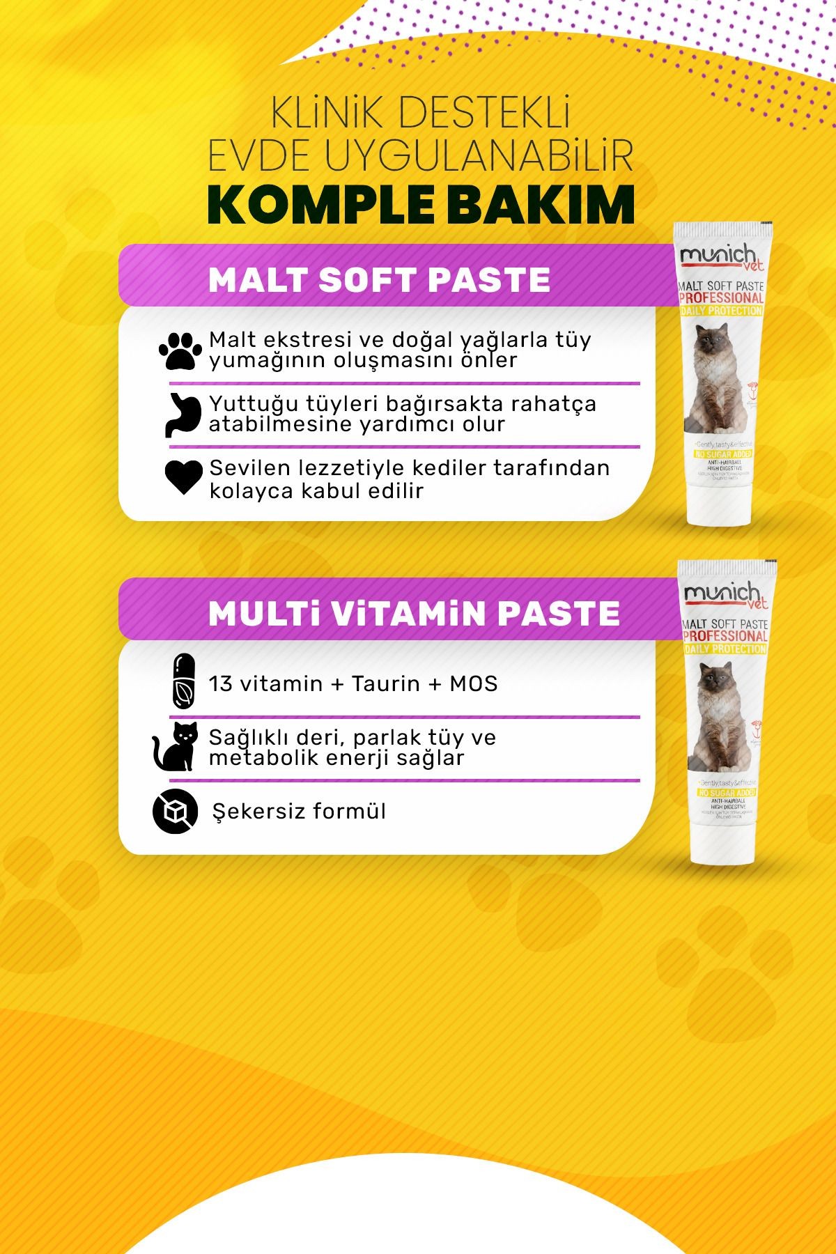 2'li Set Multi Vitamin Paste 100 gr Malt Paste Tüy Yumağı Önleyici 100 gr (MEMNUNİYET GARANTİLİ)