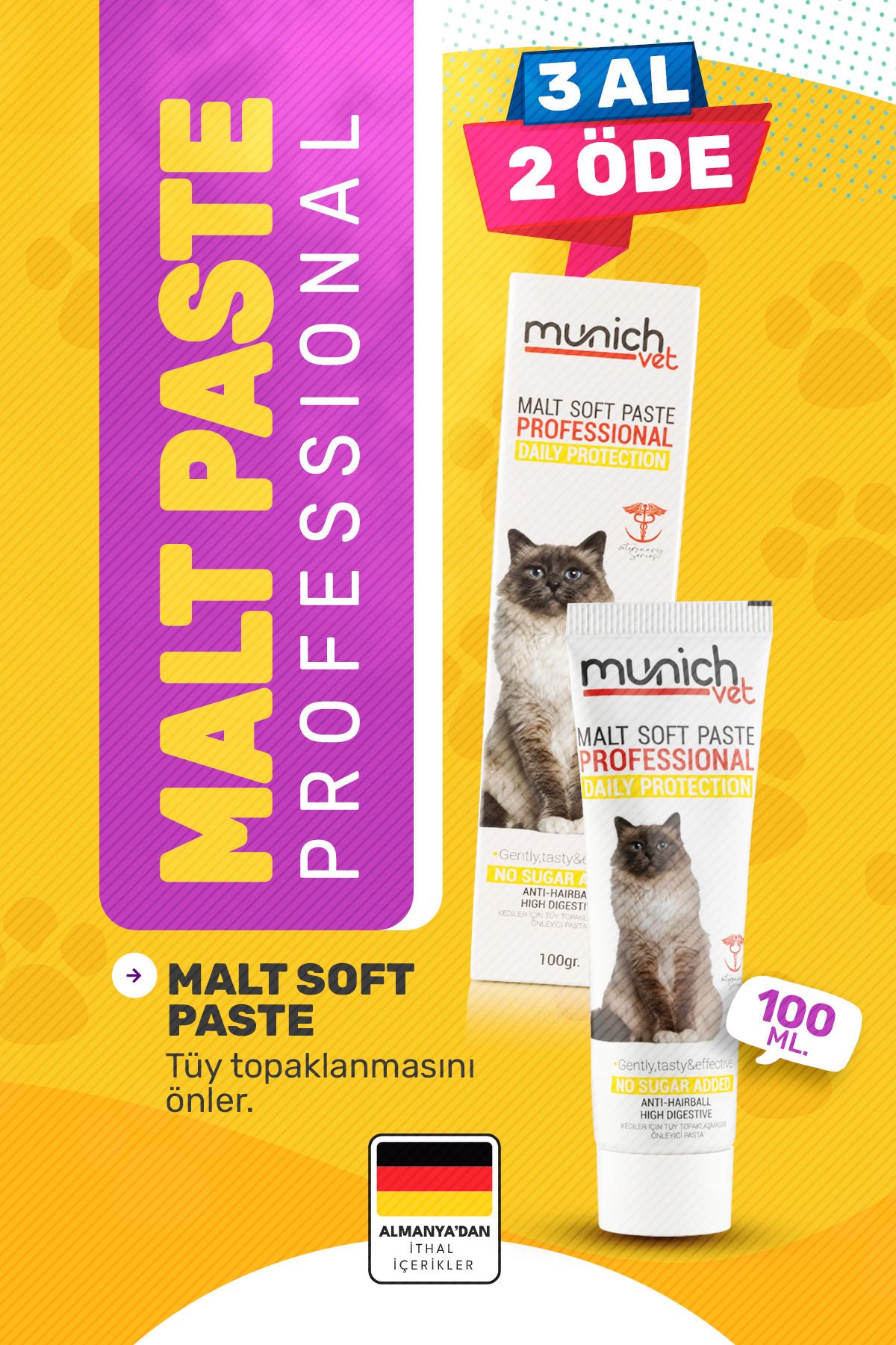 Malt Pasta 100 Gr | Kediler İçin Tüy Yumağı Önleyici Macun